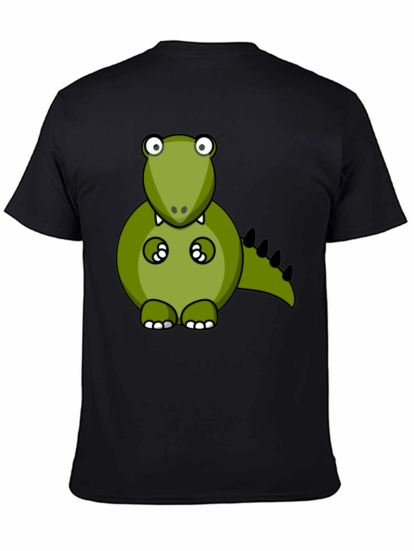 Black Cartoon Dino Graphic Tee - Men's Black T-Shirt view 4