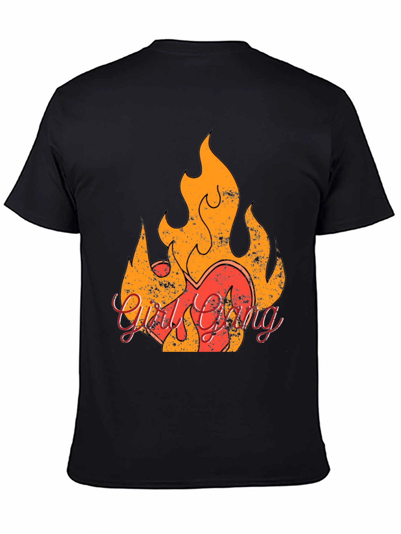 Black Fiery Heart Graphic T-Shirt - Rock & Roll Style view 4