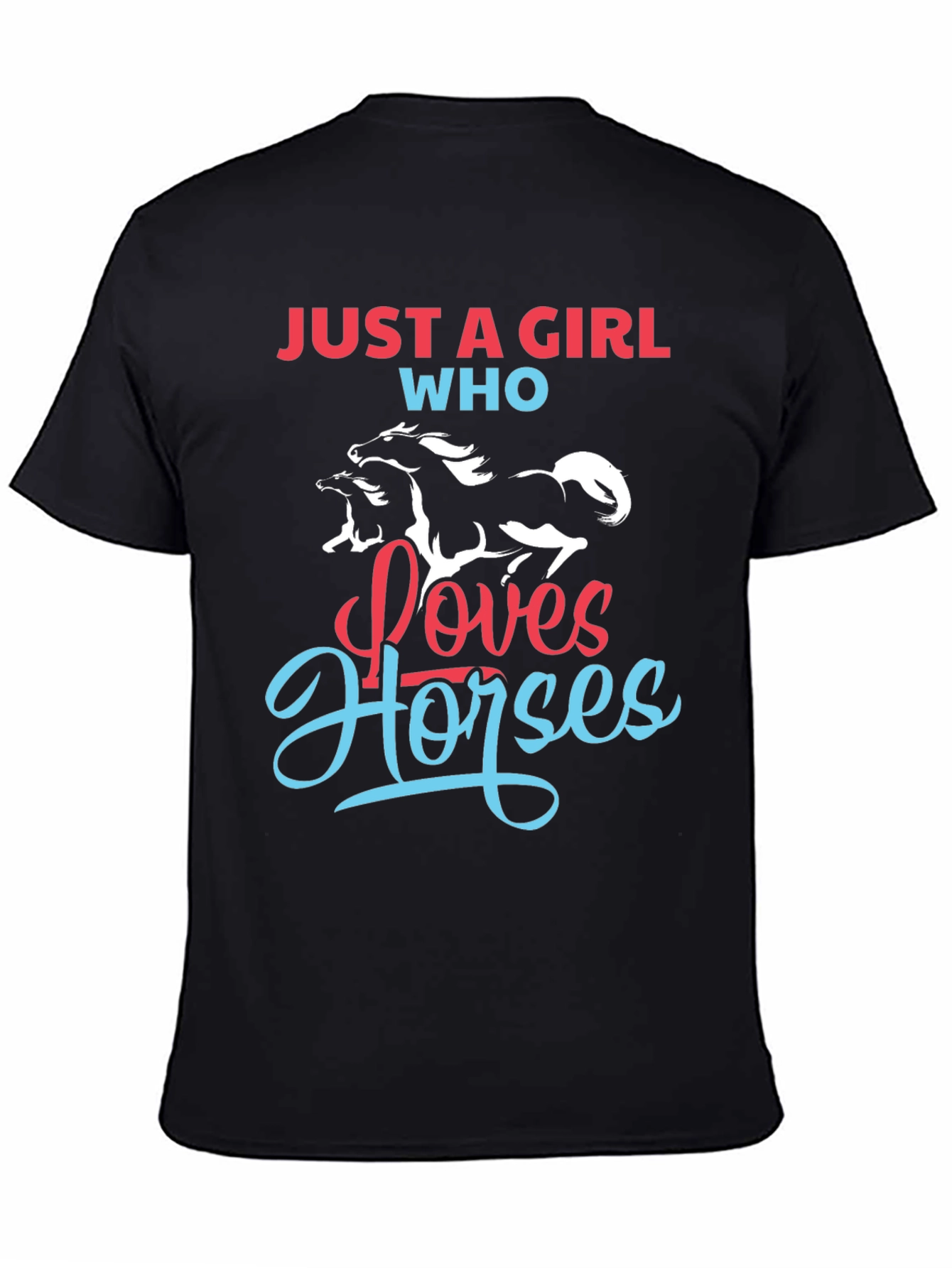 Black Just A Girl Who Loves Horses Graphic Tee view 4