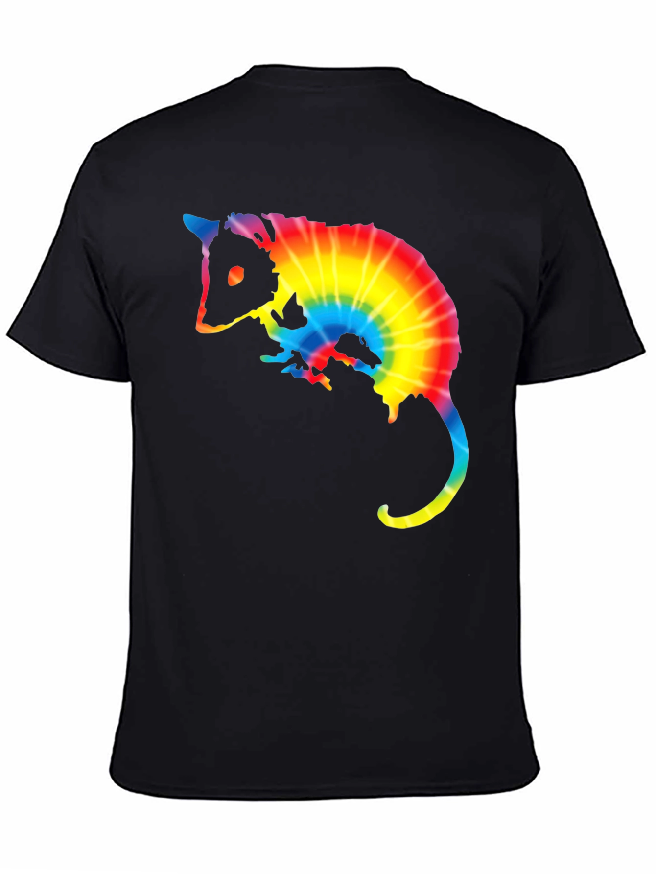 Black Tie Dye Opossum Graphic Tee - Black view 4