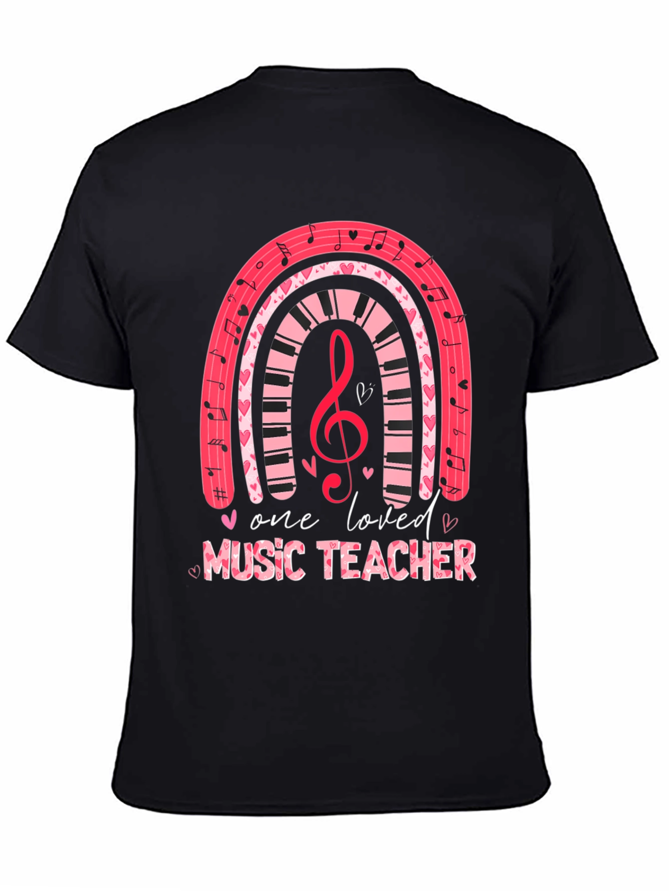 Black One Loved Music Teacher T-Shirt view 4