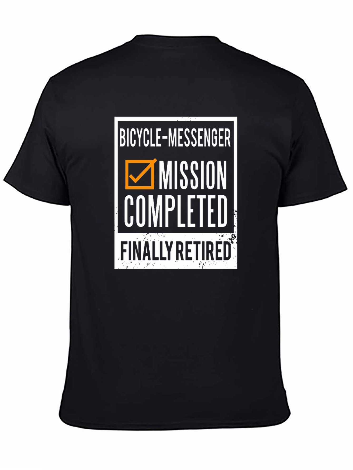 Black Bicycle Messenger Mission Completed Retired T-Shirt view 4