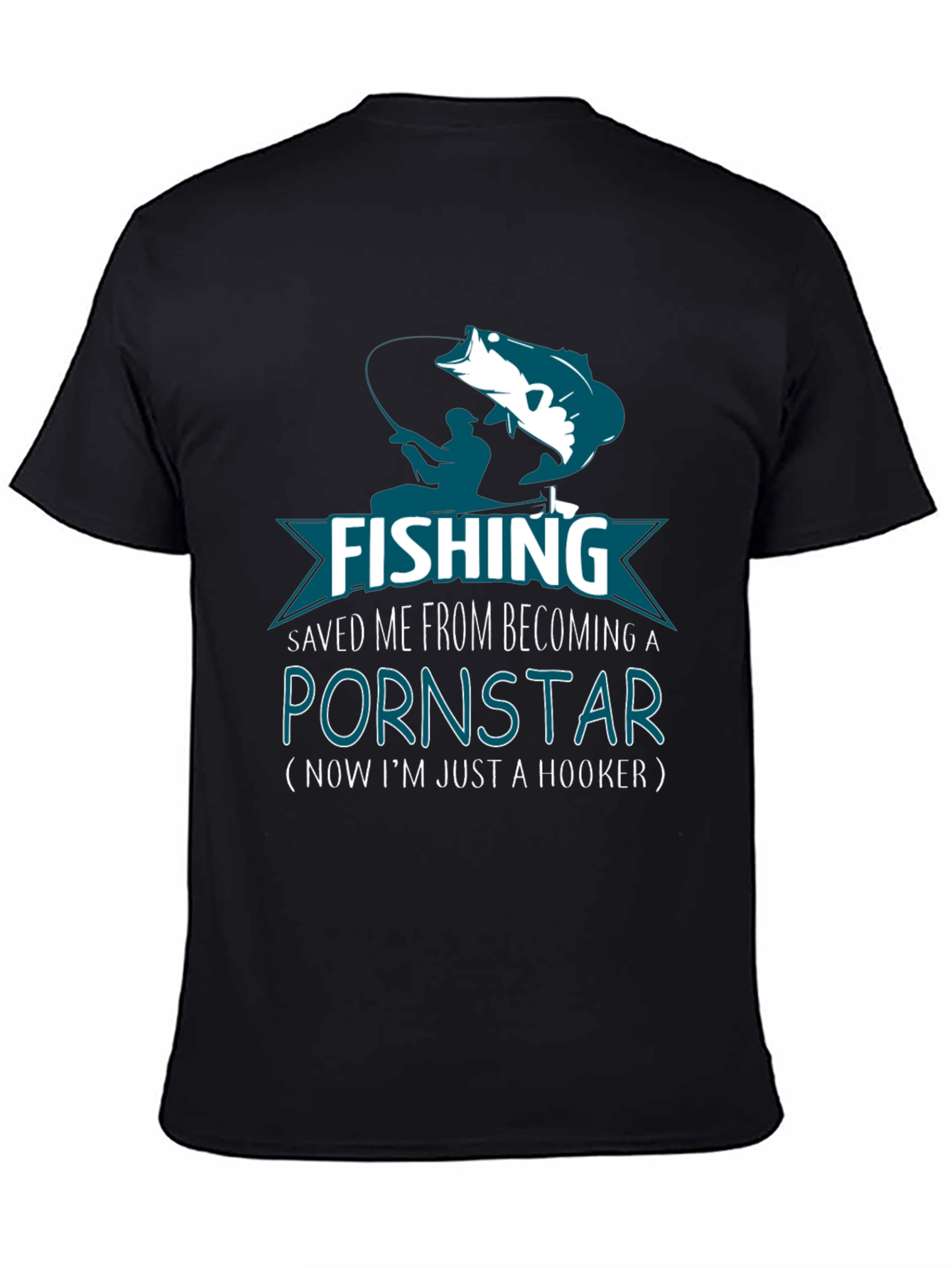 Black Fishing Hook T-Shirt Novelty Gift view 4
