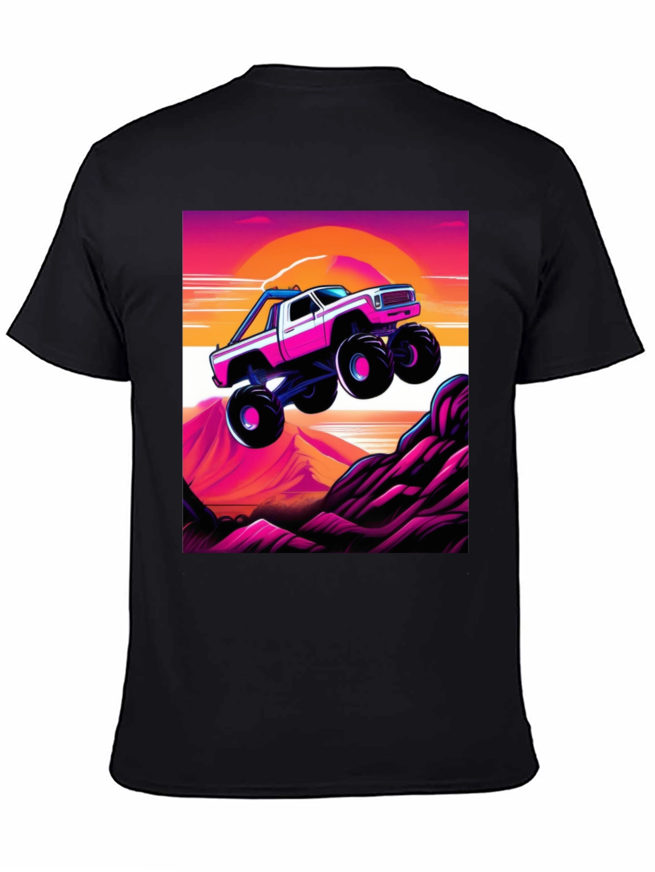 Black Retro Monster Truck Graphic Tee view 4