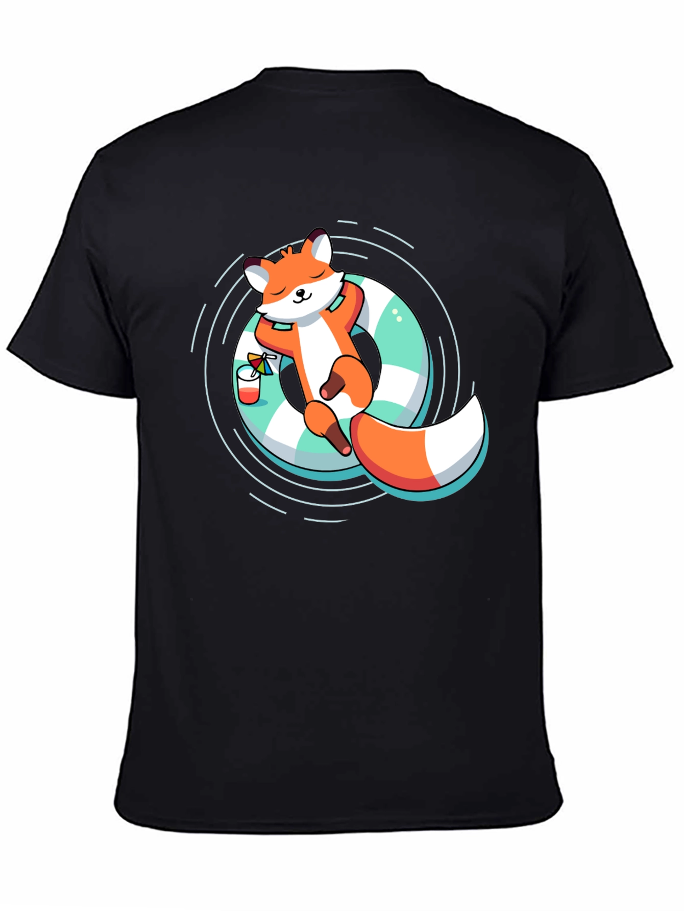 Black Cool Fox Summer Relax T-Shirt view 4