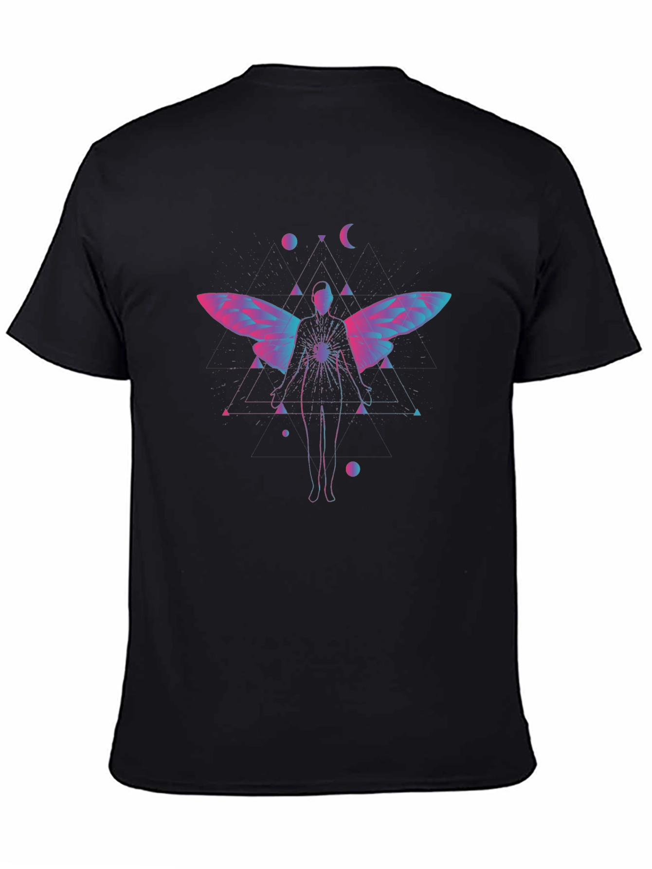 Black Geometric Fairy Graphic Tee - Black view 4