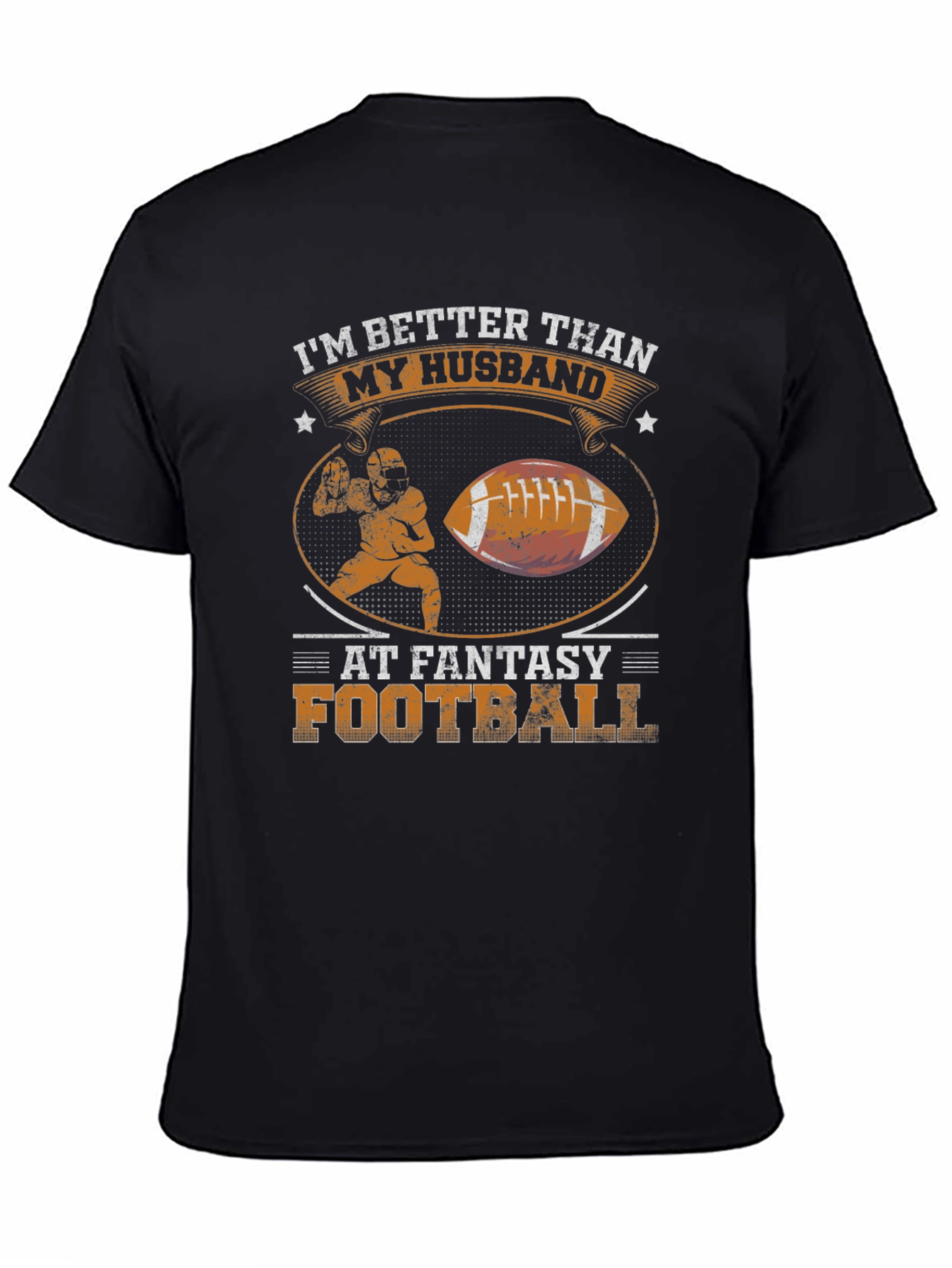Black Funny Fantasy Football Wife T-Shirt view 4
