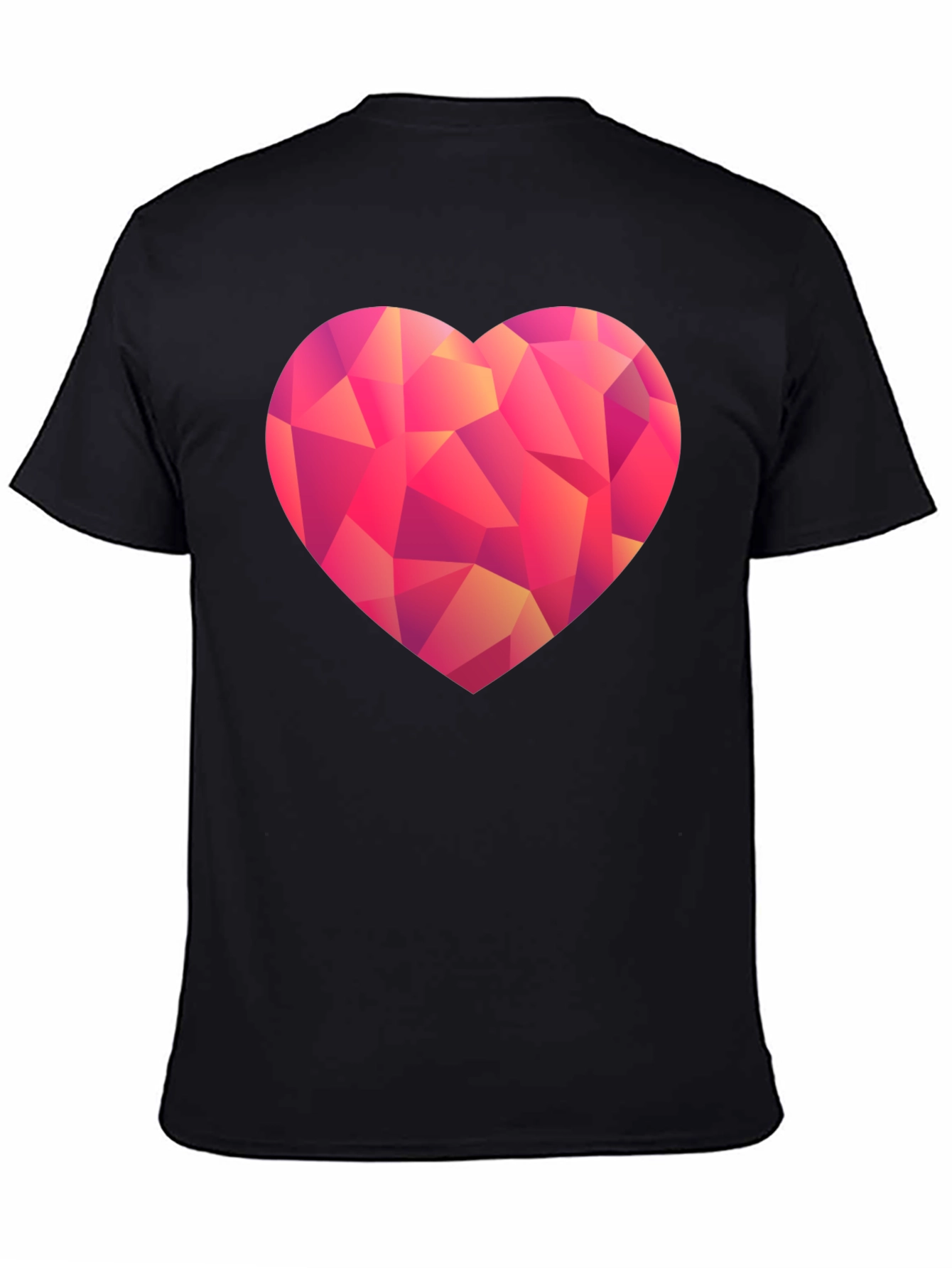 Black Geometric Heart Graphic T-Shirt - Black view 4