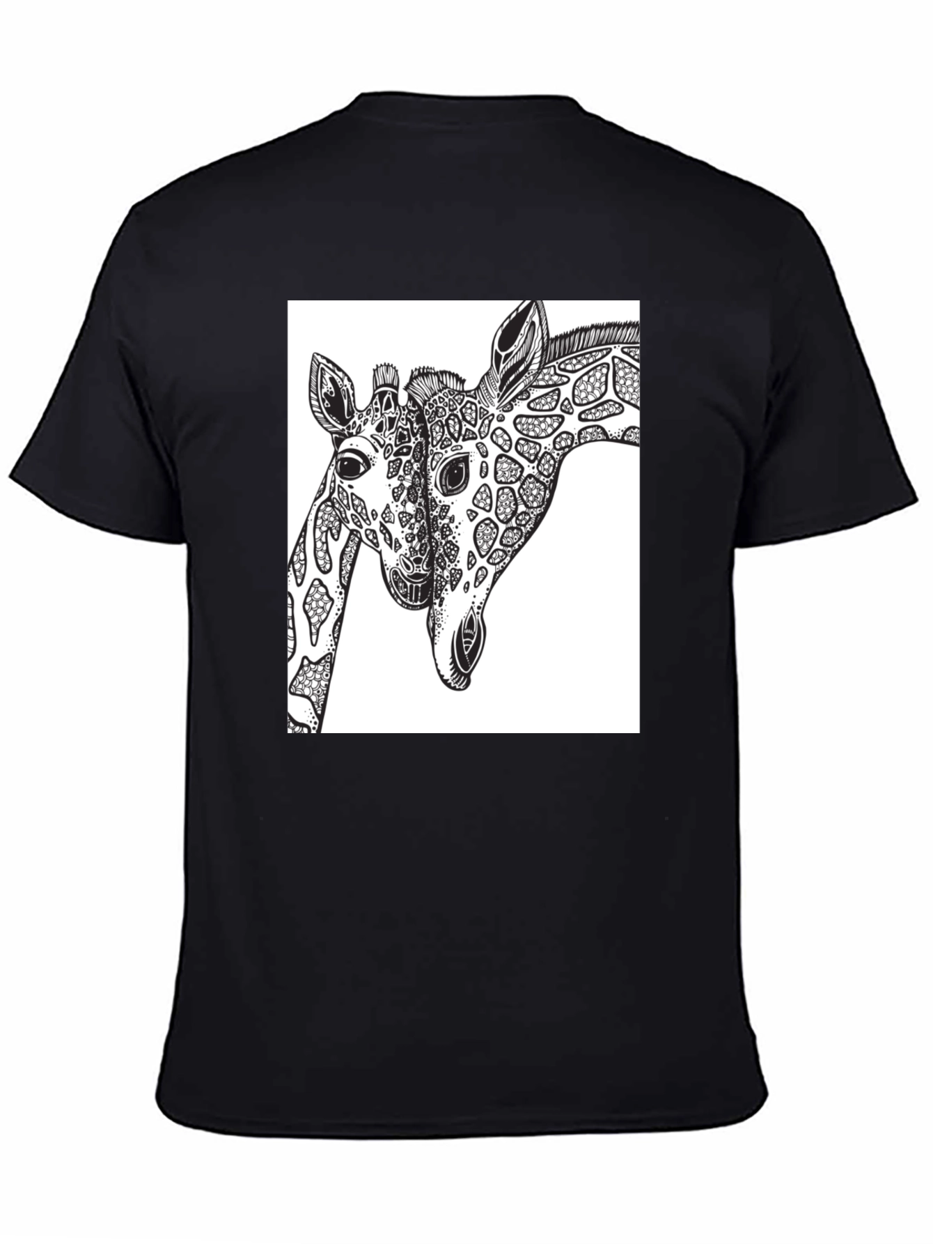 Black Giraffe Print Black T-Shirt - Stylish Unisex Tee view 4