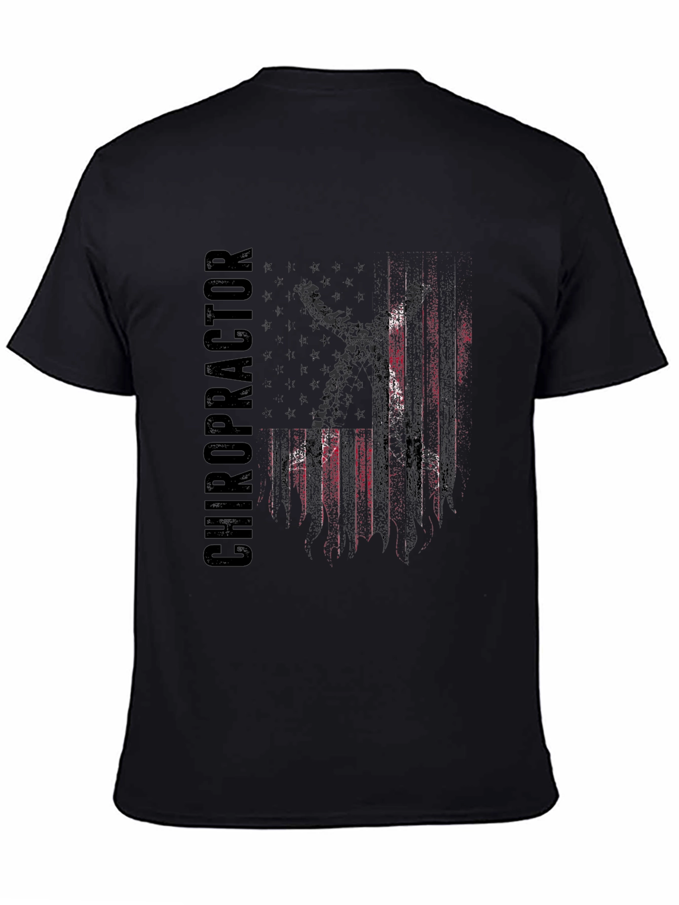 Black Chiropractor USA Flag Graphic T-Shirt view 4