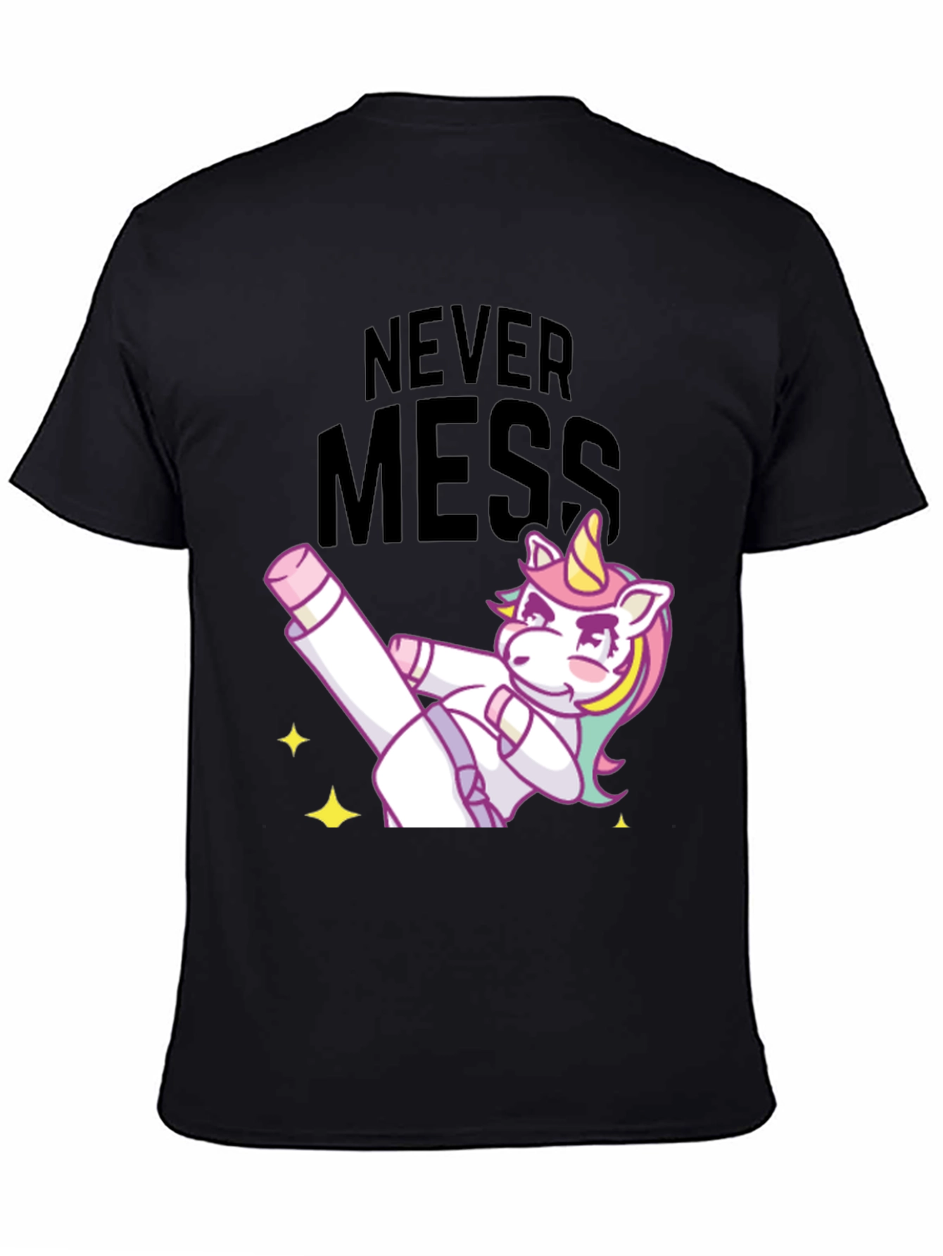 Black Never Mess With Unicorn Funny T-Shirt view 4