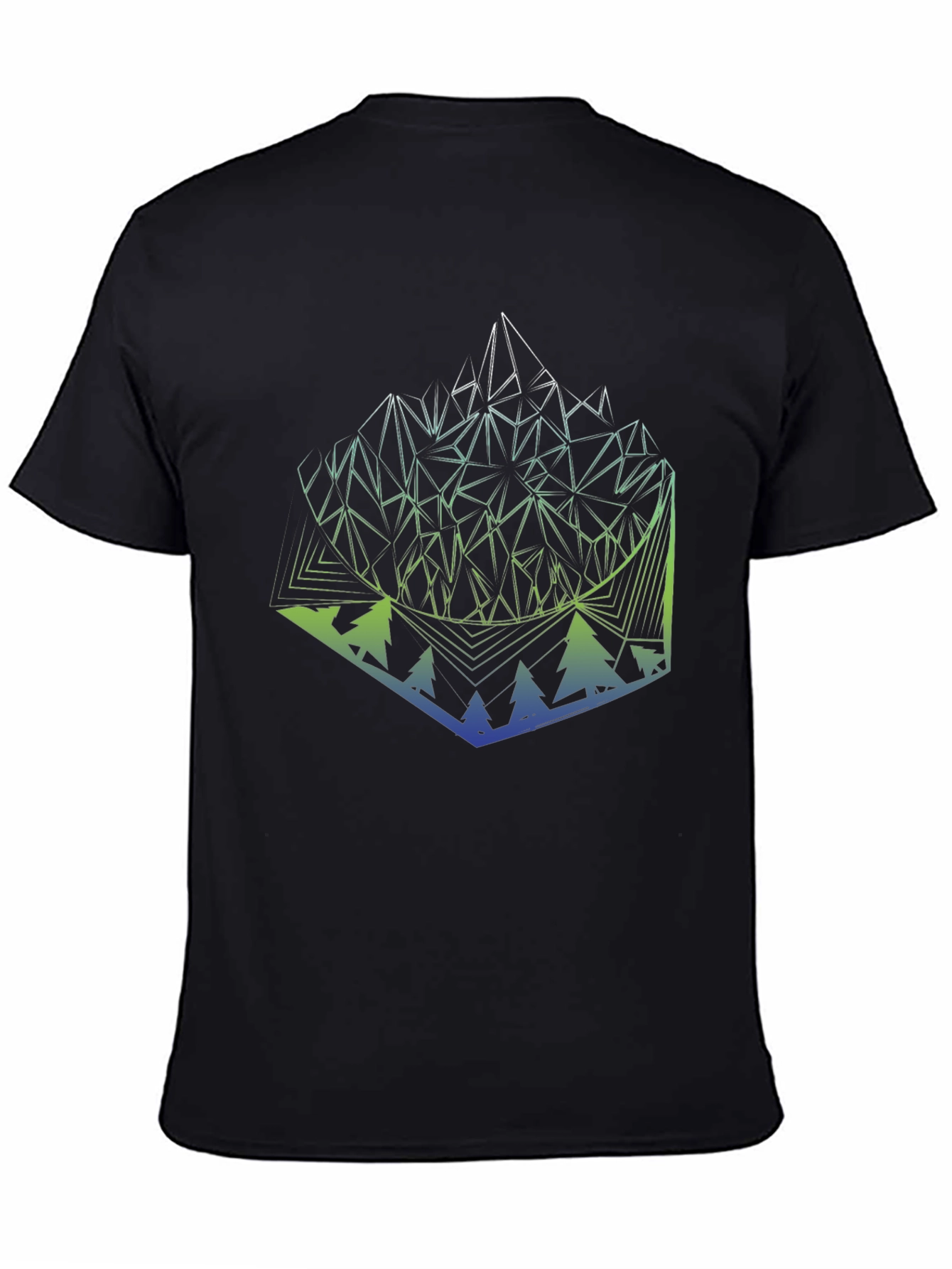 Black Geometric Mountain & Forest Graphic Tee - Modern Style view 4