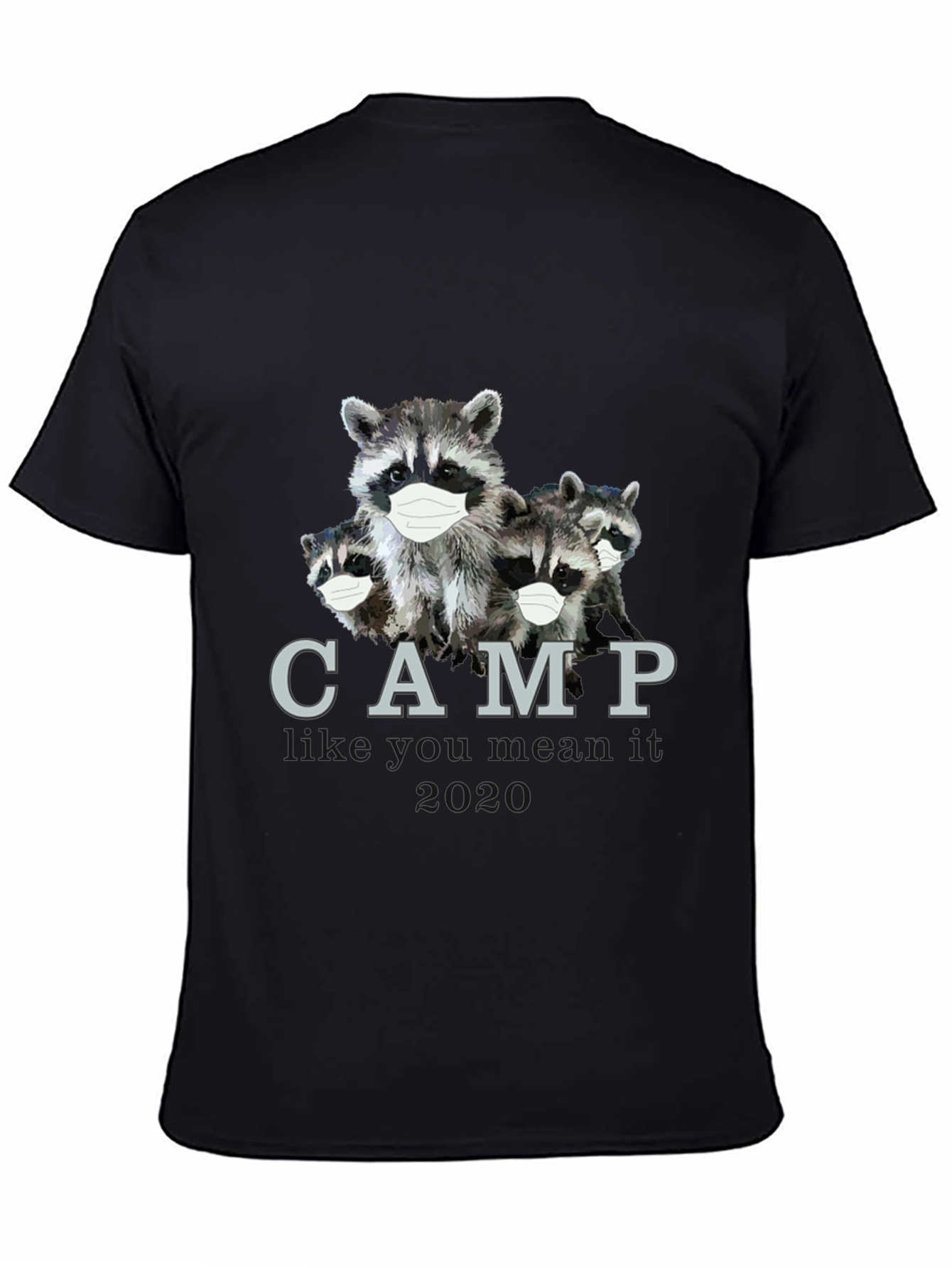 Black Raccoon Camp T-Shirt: Masked & Ready for 2020 view 4