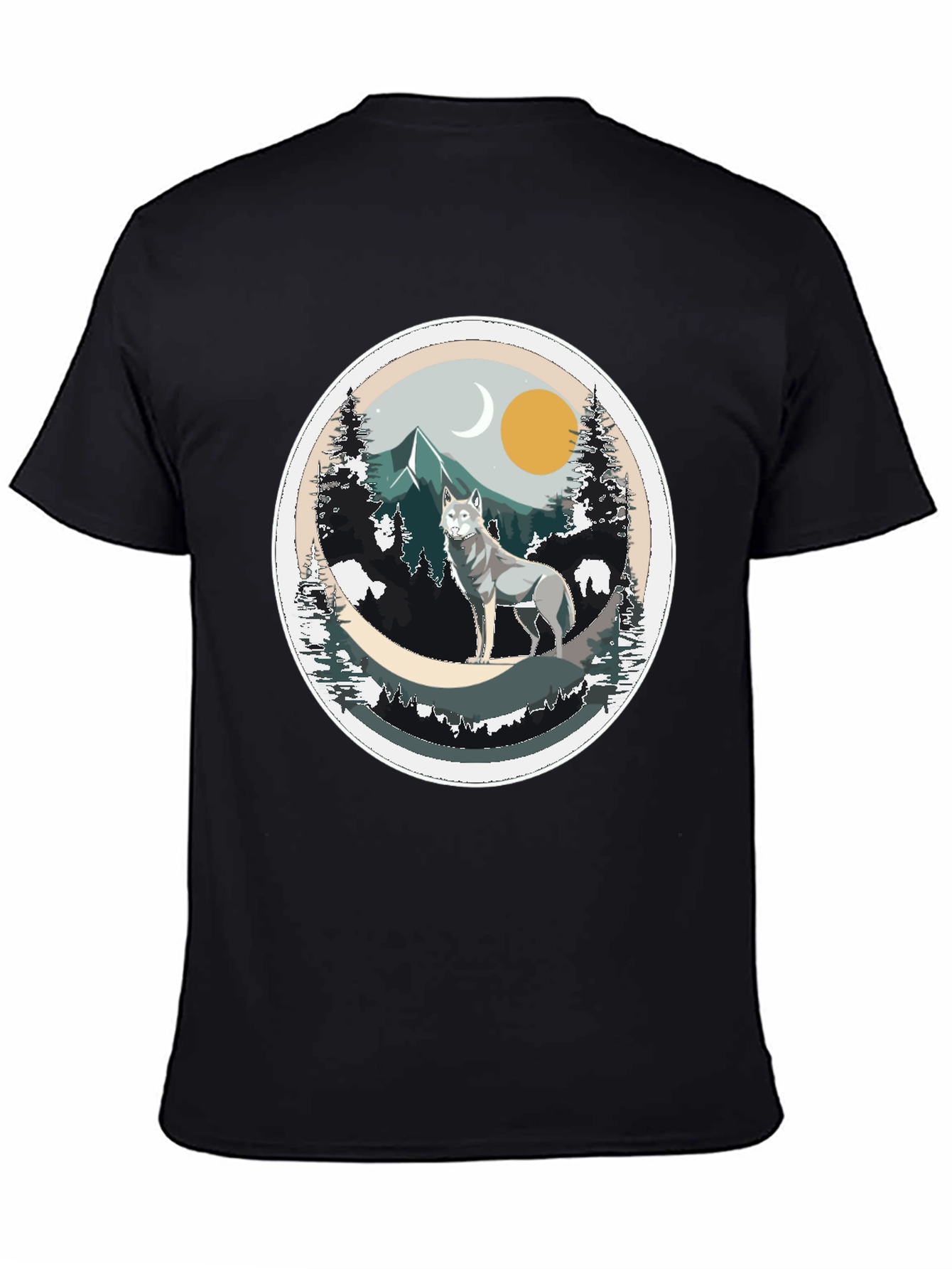 Black Wolf Mountain Graphic Tee - Nature Inspired T-Shirt view 4