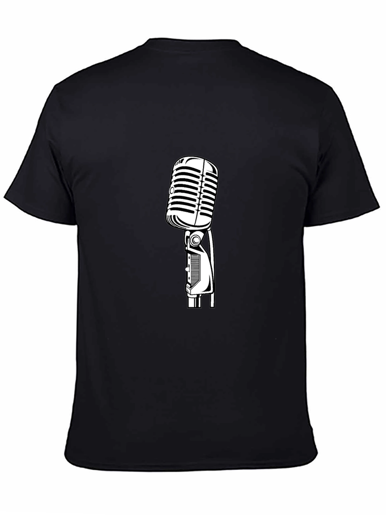 Black Vintage Microphone Graphic Tee - Classic Vocal Style! view 4
