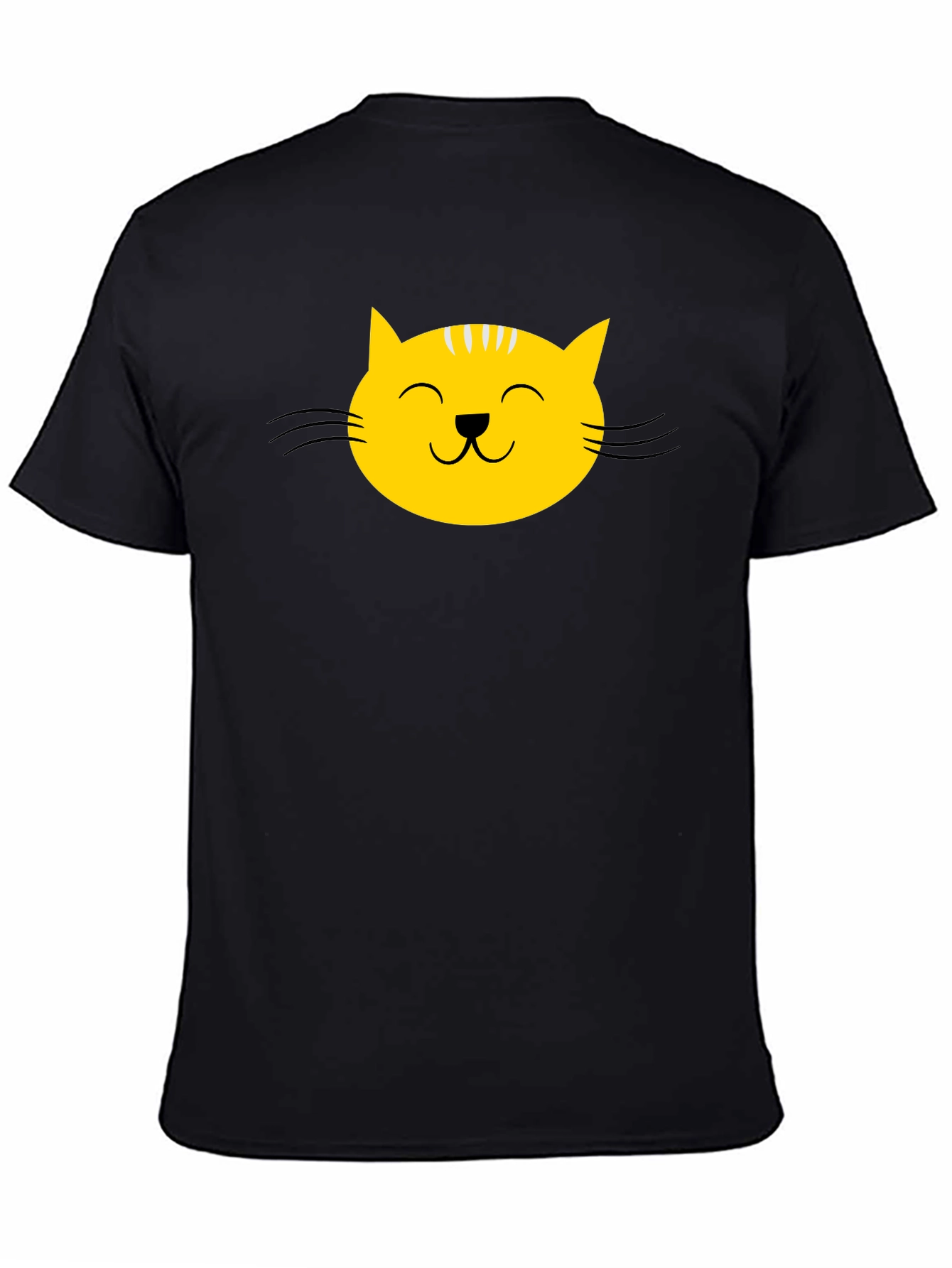 Black Black T-Shirt with Yellow Cat Face Graphic view 4