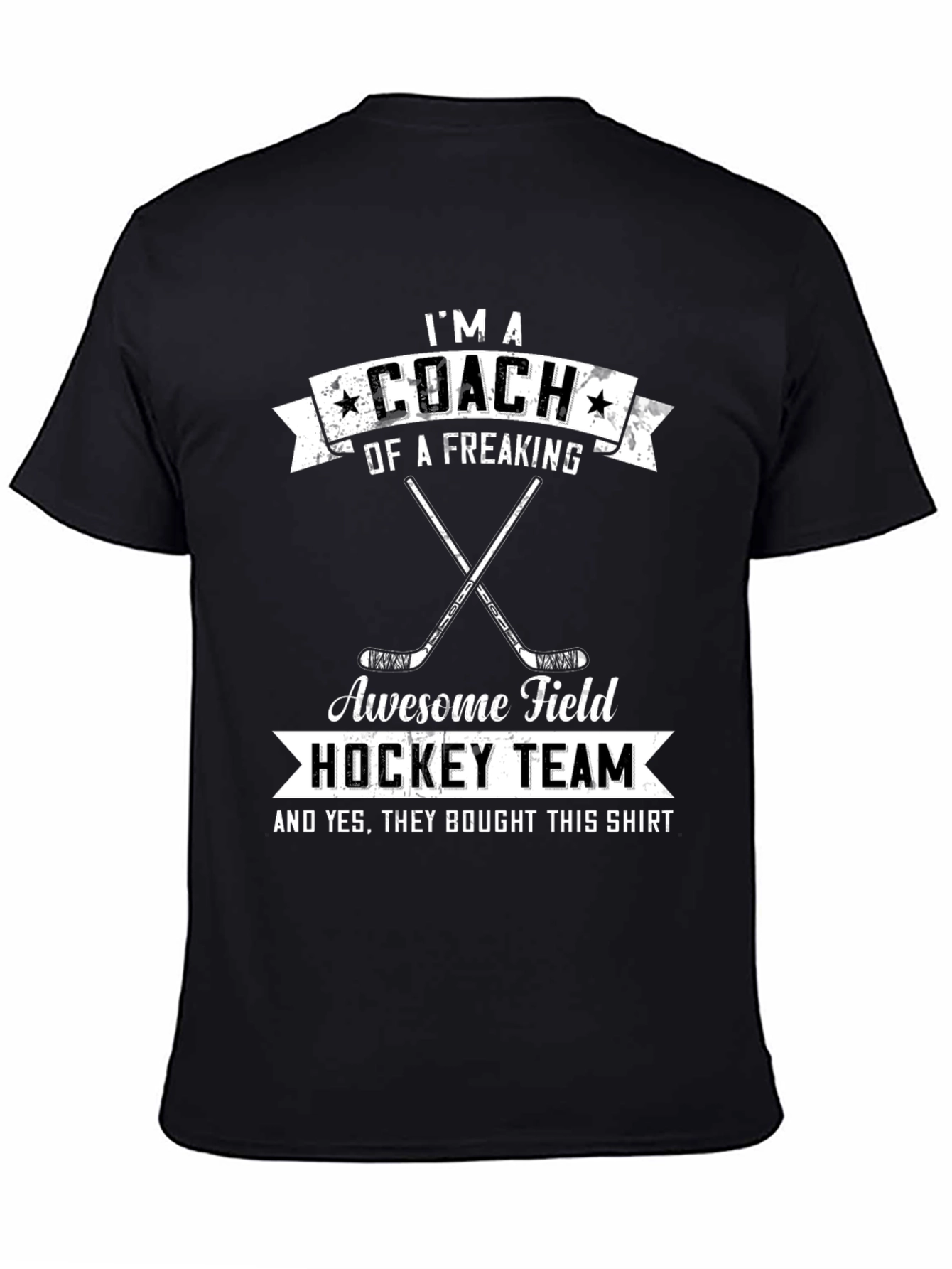 Black Funny Coach Hockey T-Shirt - Awesome Field Hockey Team Tee view 4