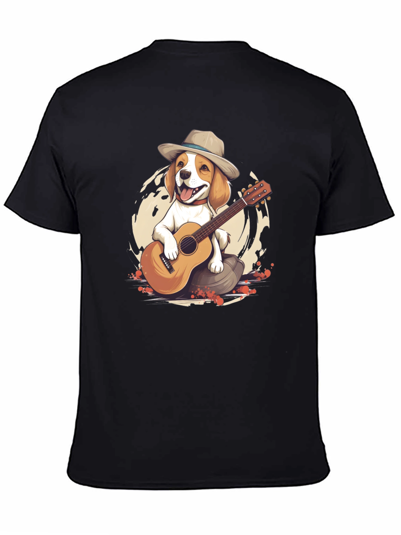 Black Dog Playing Guitar Graphic T-Shirt view 4