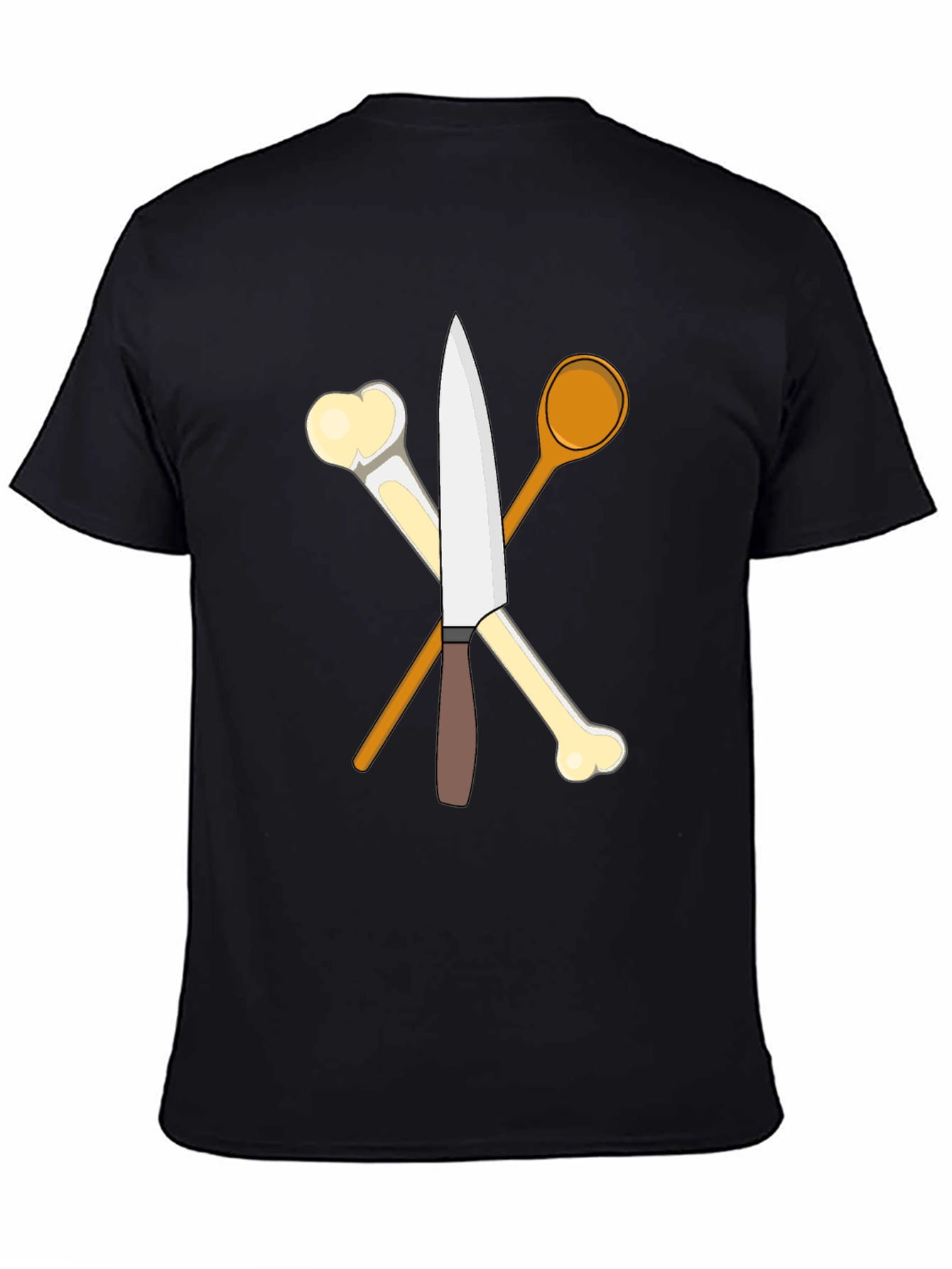 Chef's Knife, Bones, and Spoon Black T-Shirt - 4