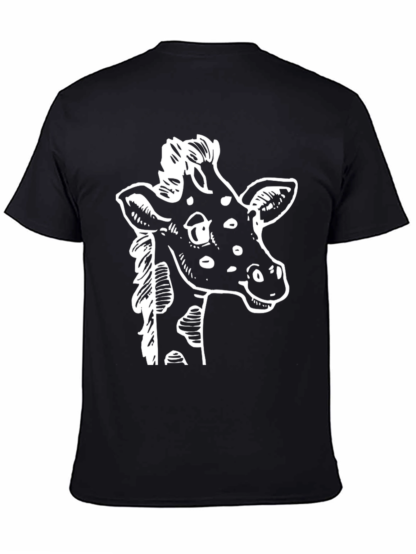 Black Giraffe Graphic Tee - Black Cotton T-Shirt view 4