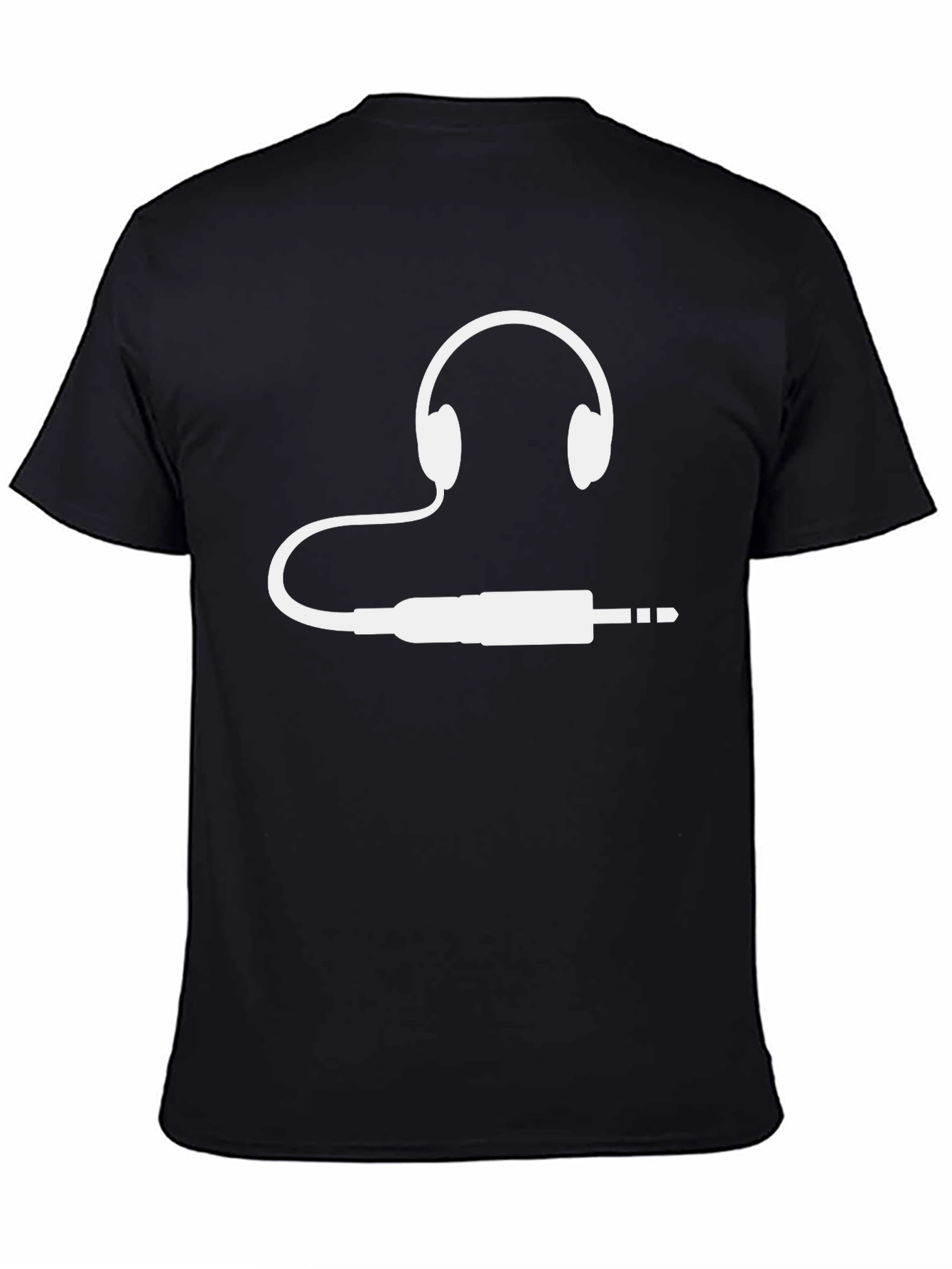 Black Headphone Jack Graphic Tee - Music Lover T-Shirt view 4