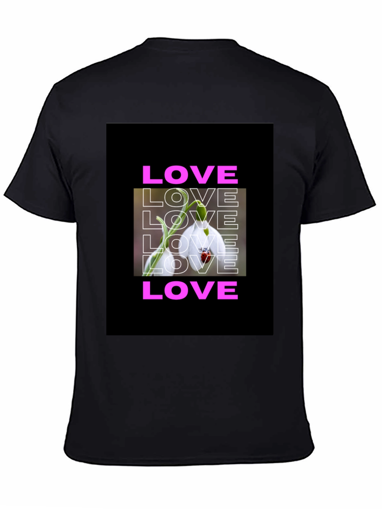 Black Love Flower Graphic T-Shirt - Black view 4