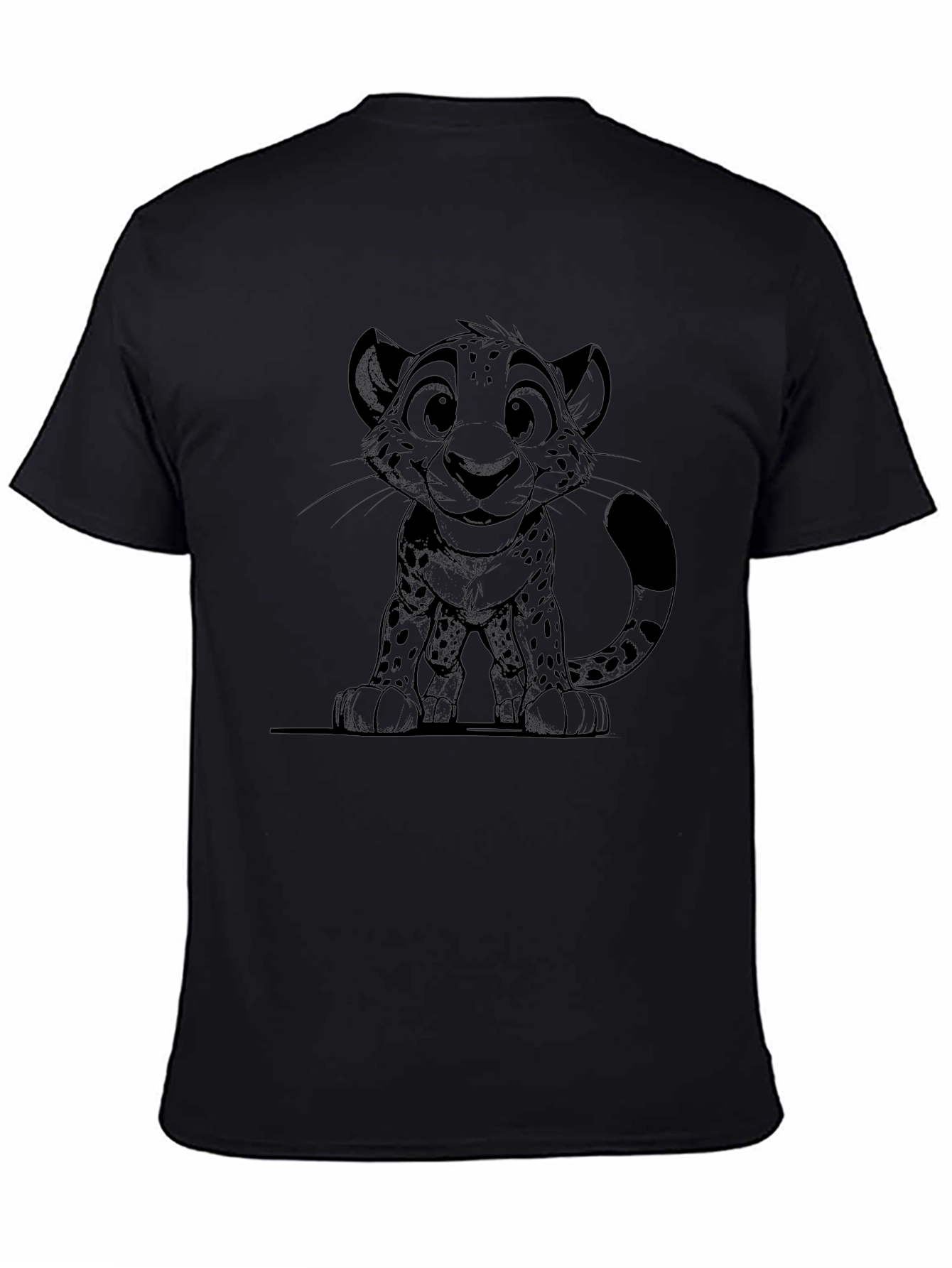 Black Cheetah Cub Graphic Tee - Soft Cotton Blend view 4