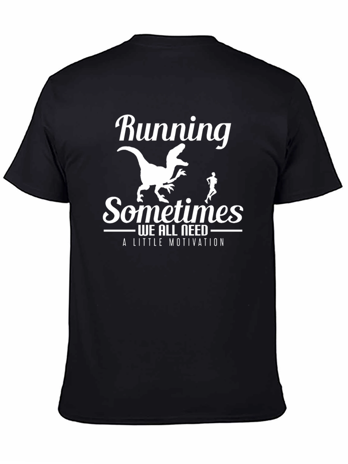 Black Running Dinosaur T-Shirt: Motivational Funny Tee view 4