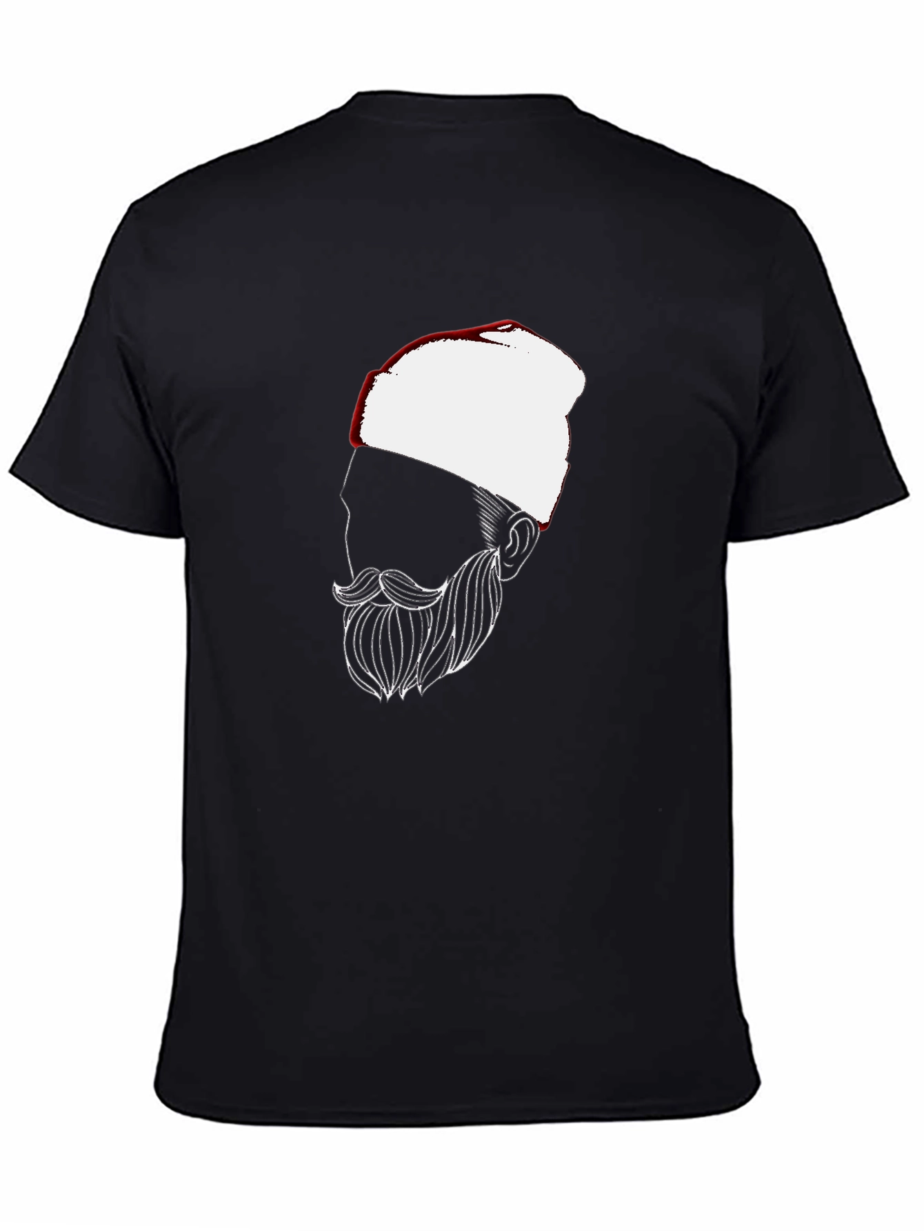 Black Men's Black T-Shirt with Bearded Man Graphic view 4