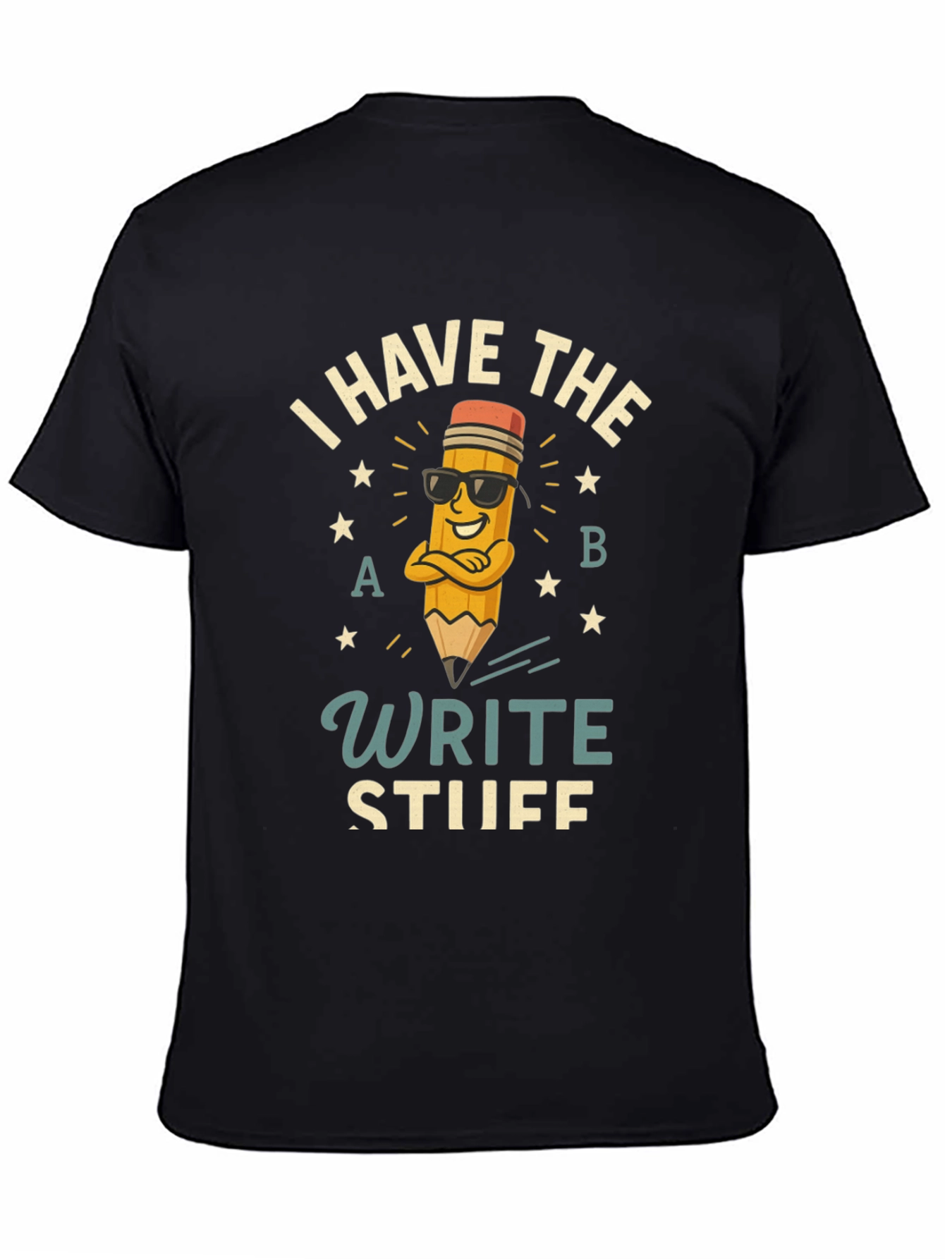 Black Write Stuff T-Shirt - Funny Pencil Design view 4