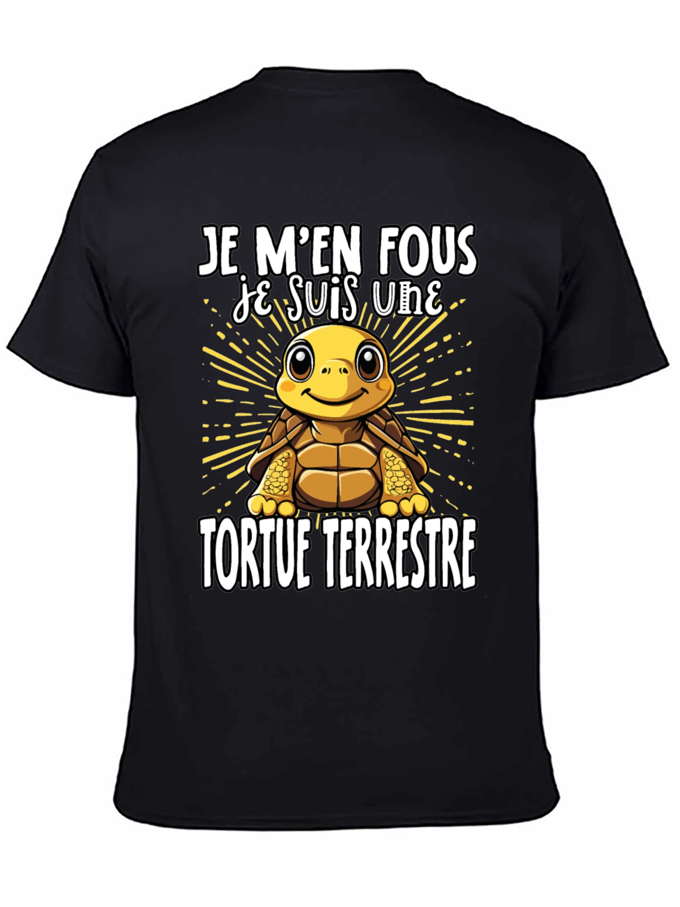 Black Funny French Turtle T-Shirt - Je M'en Fous view 4