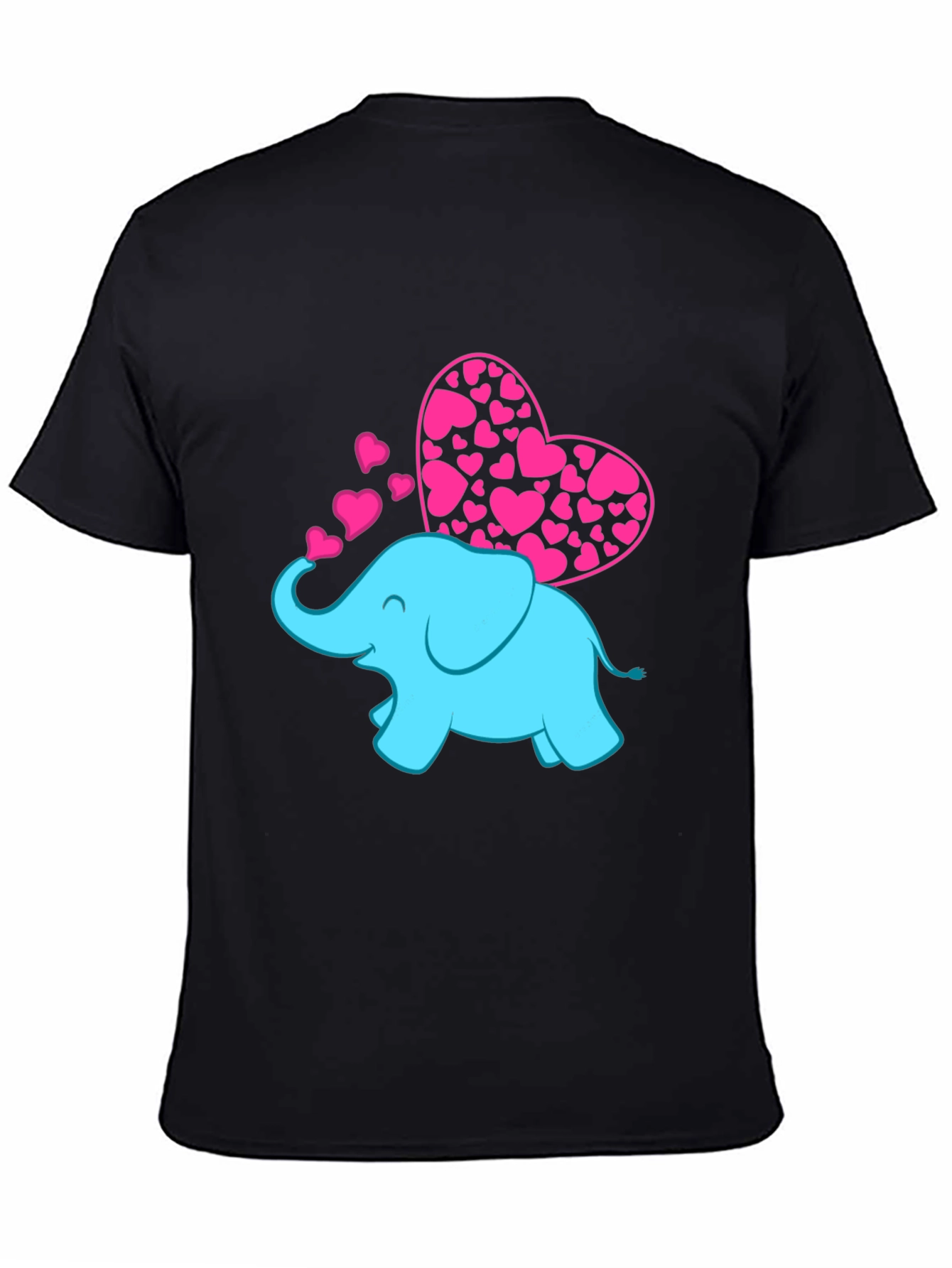 Black Elephant Love T-Shirt - Pink Hearts view 4