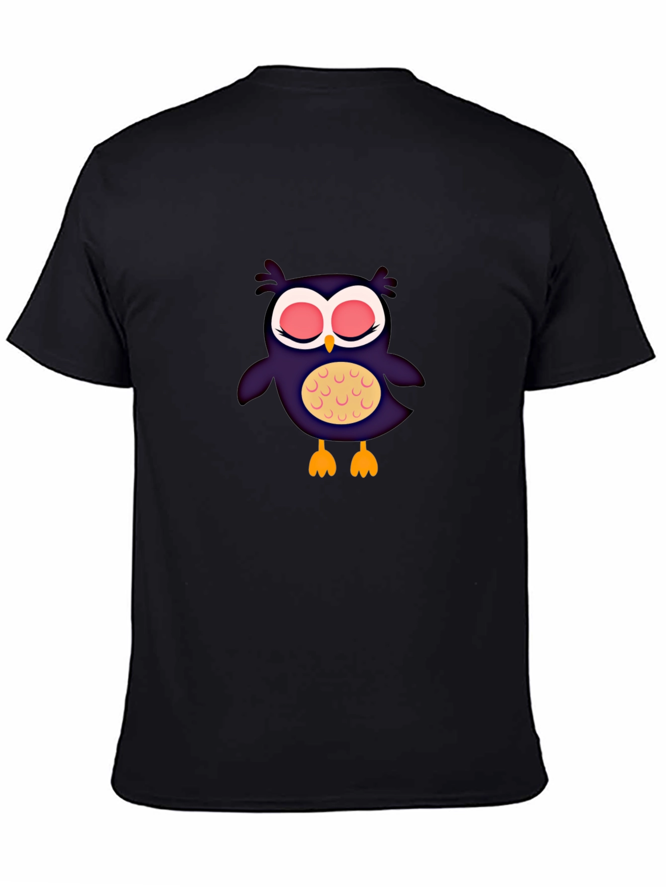 Black Cute Cartoon Owl Graphic Print T-Shirt view 4