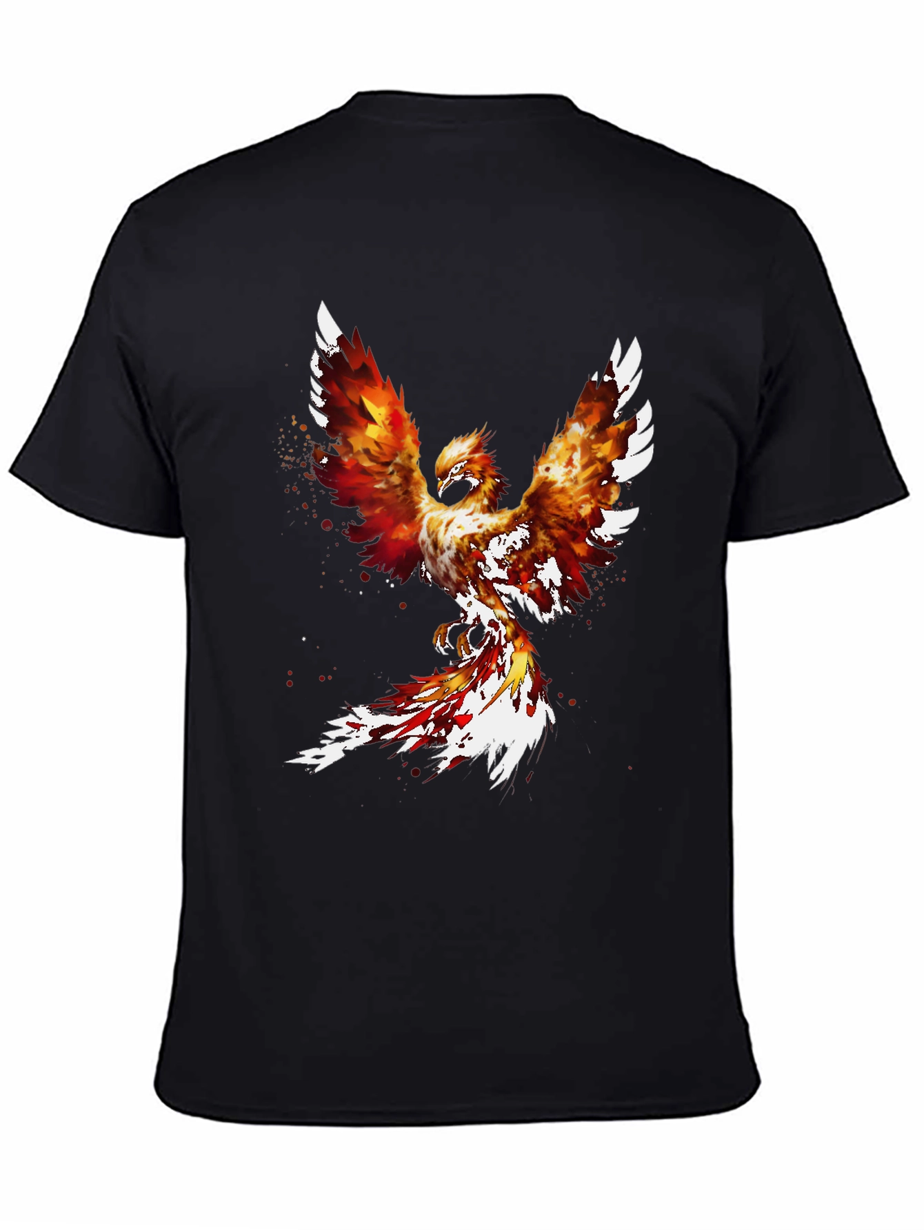 Black Fiery Phoenix Graphic Tee - Black Cotton Blend view 4