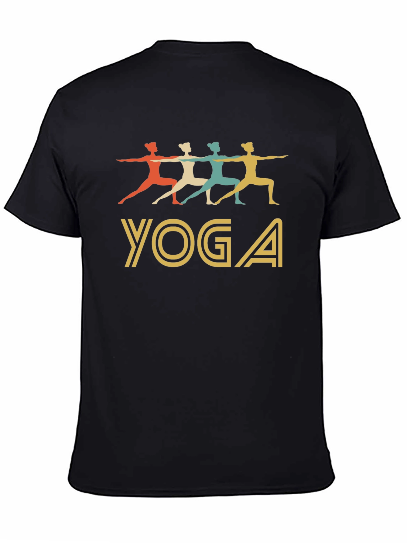 Black Yoga Pose Graphic Tee - Soft Cotton Blend T-Shirt view 4