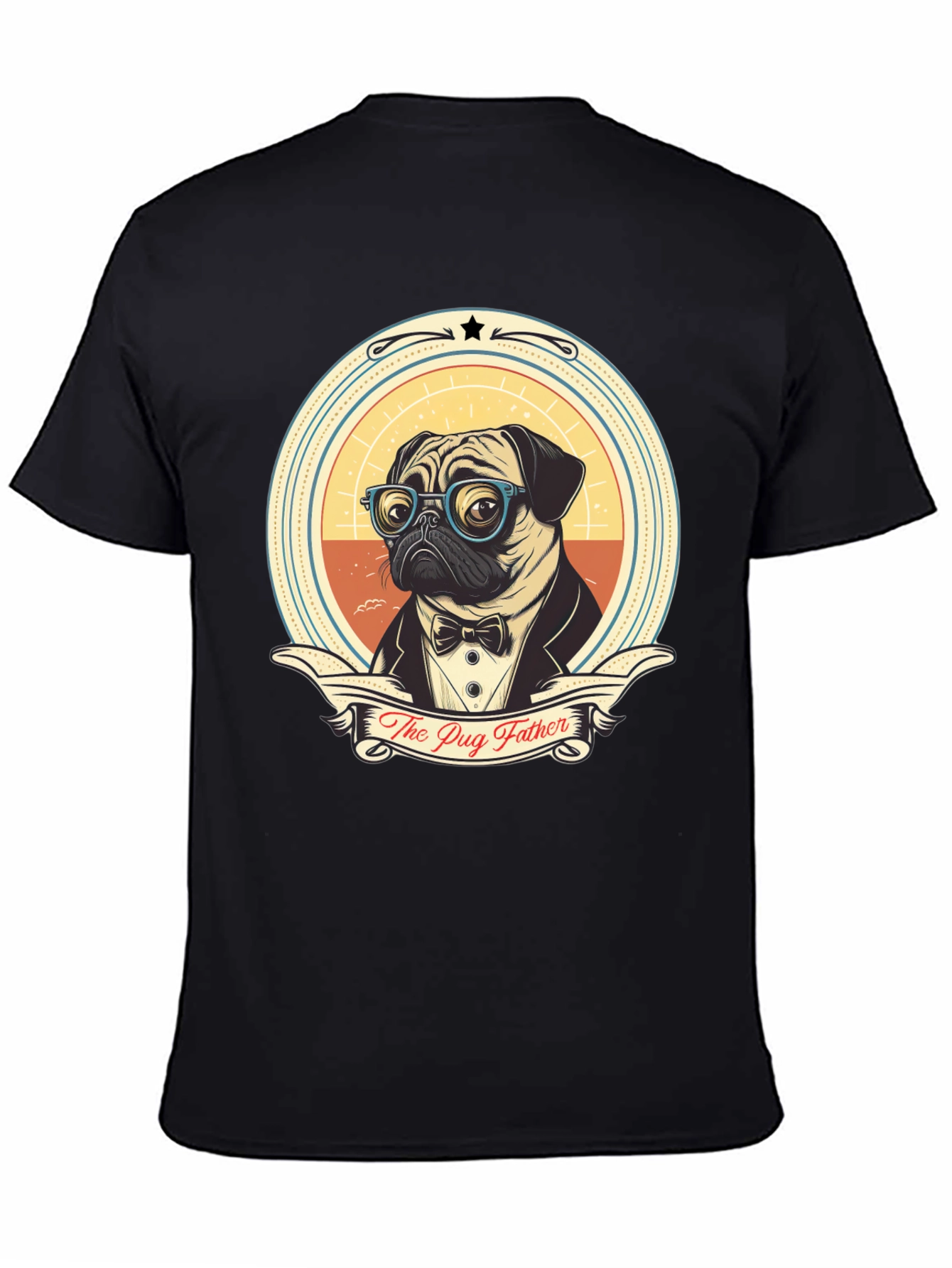 Black The Pug Father T-Shirt - Dog Dad Tee view 4