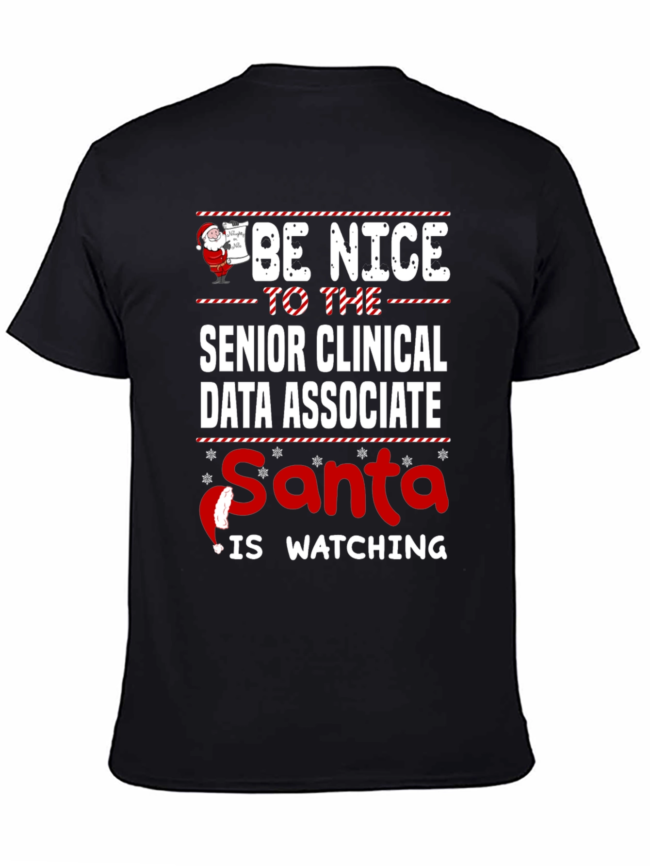 Black Senior Clinical Data Associate Santa Christmas T-Shirt view 4