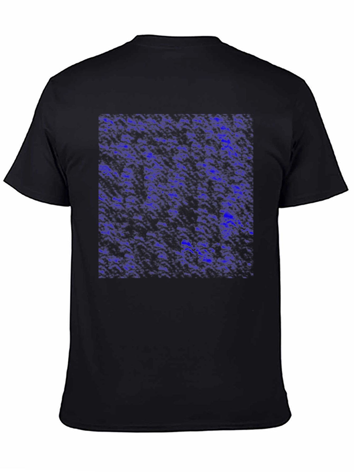 Black Abstract Blue Pattern Men's Black T-Shirt view 4