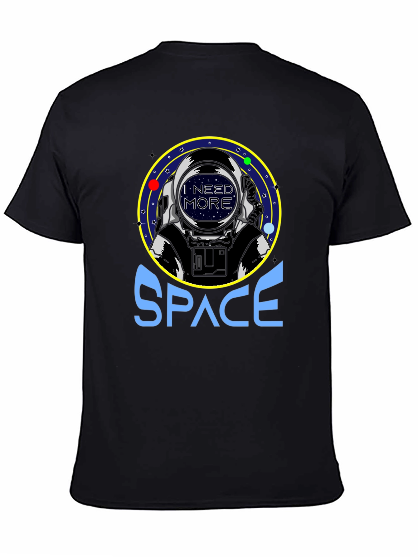Black I Need More Space T-Shirt - Astronaut Graphic Tee view 4