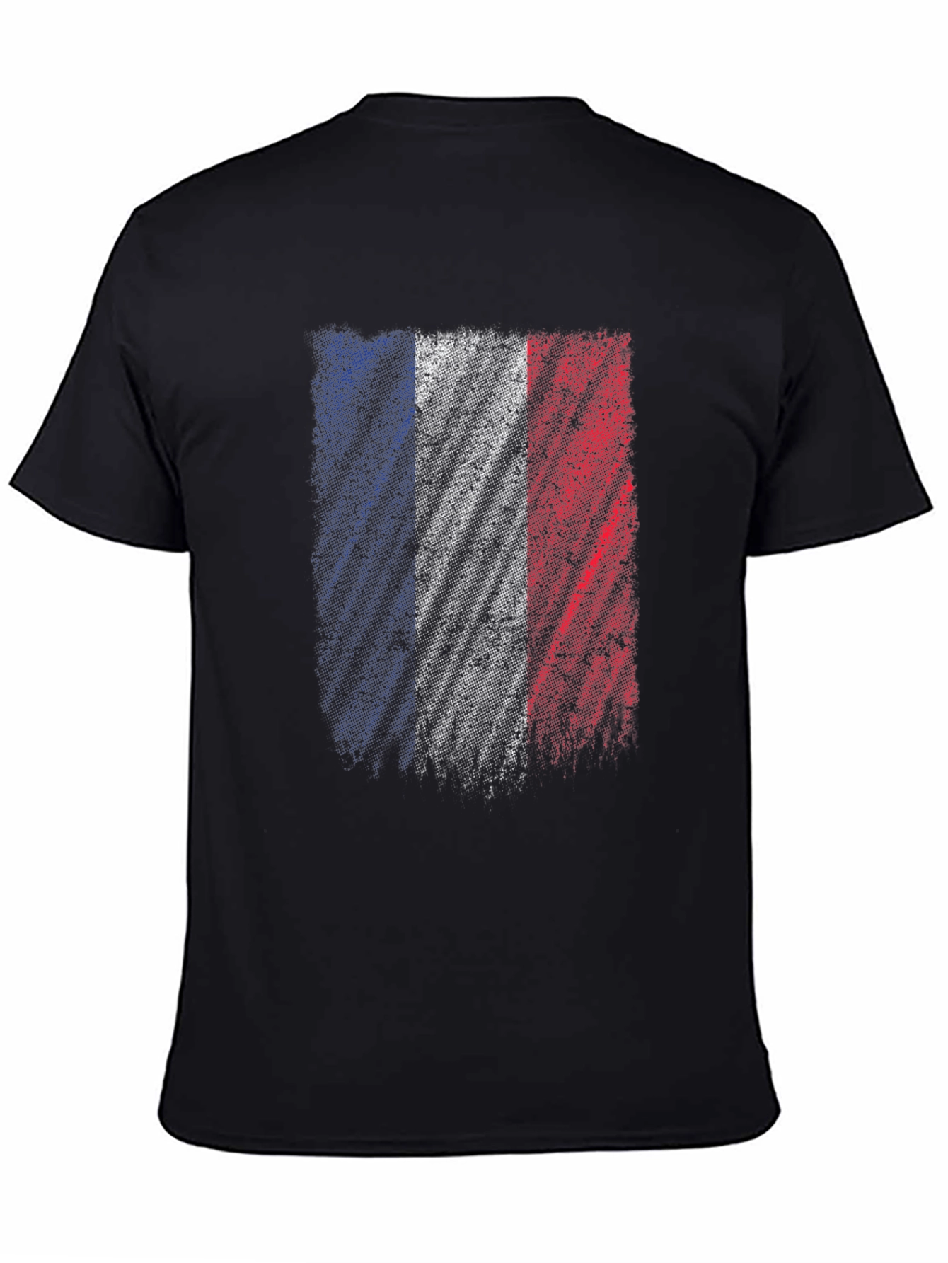 Black France Flag Graphic T-Shirt - Distressed Design view 4