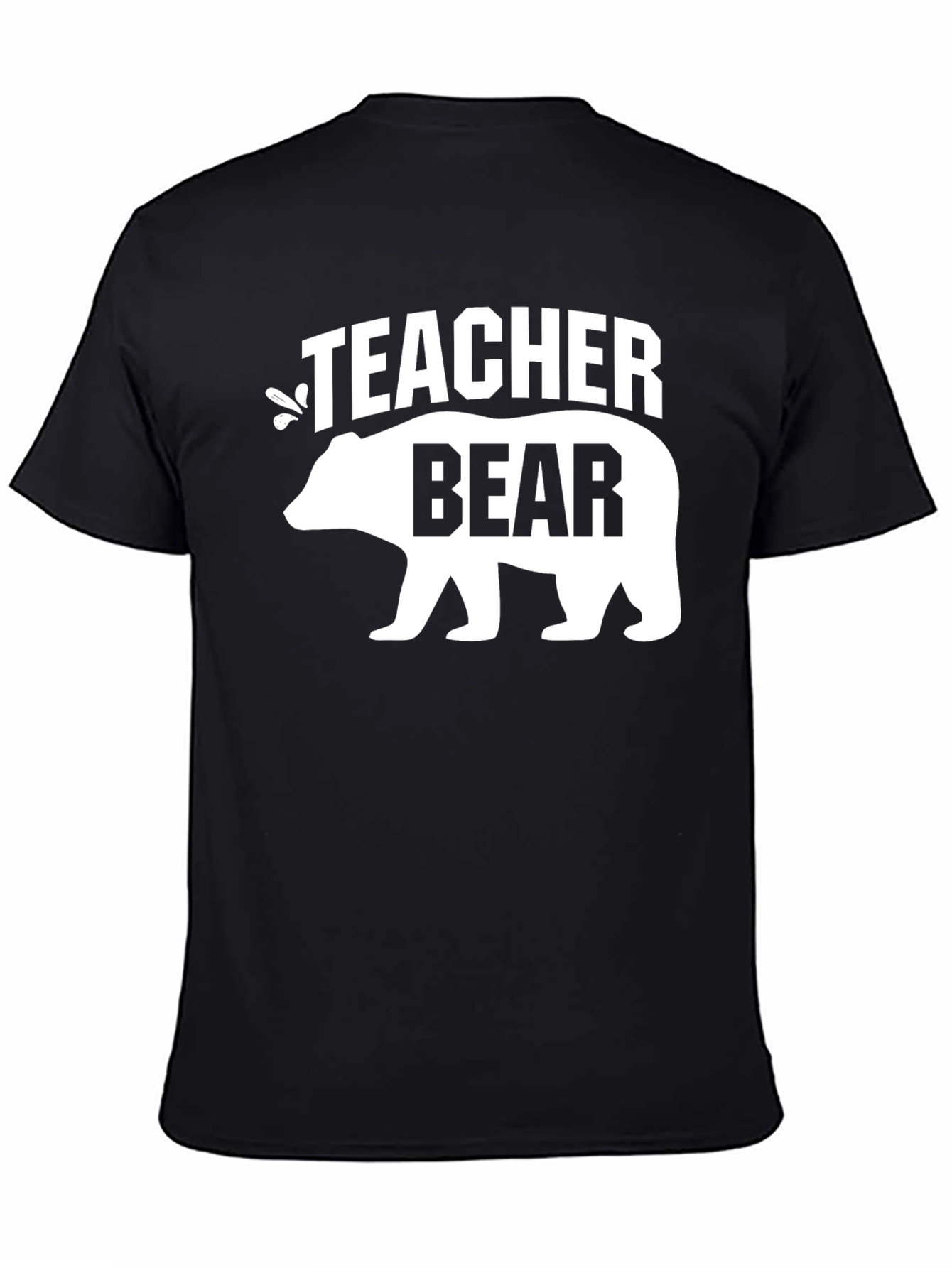 Black Teacher Bear Graphic T-Shirt - Black Crew Neck view 4