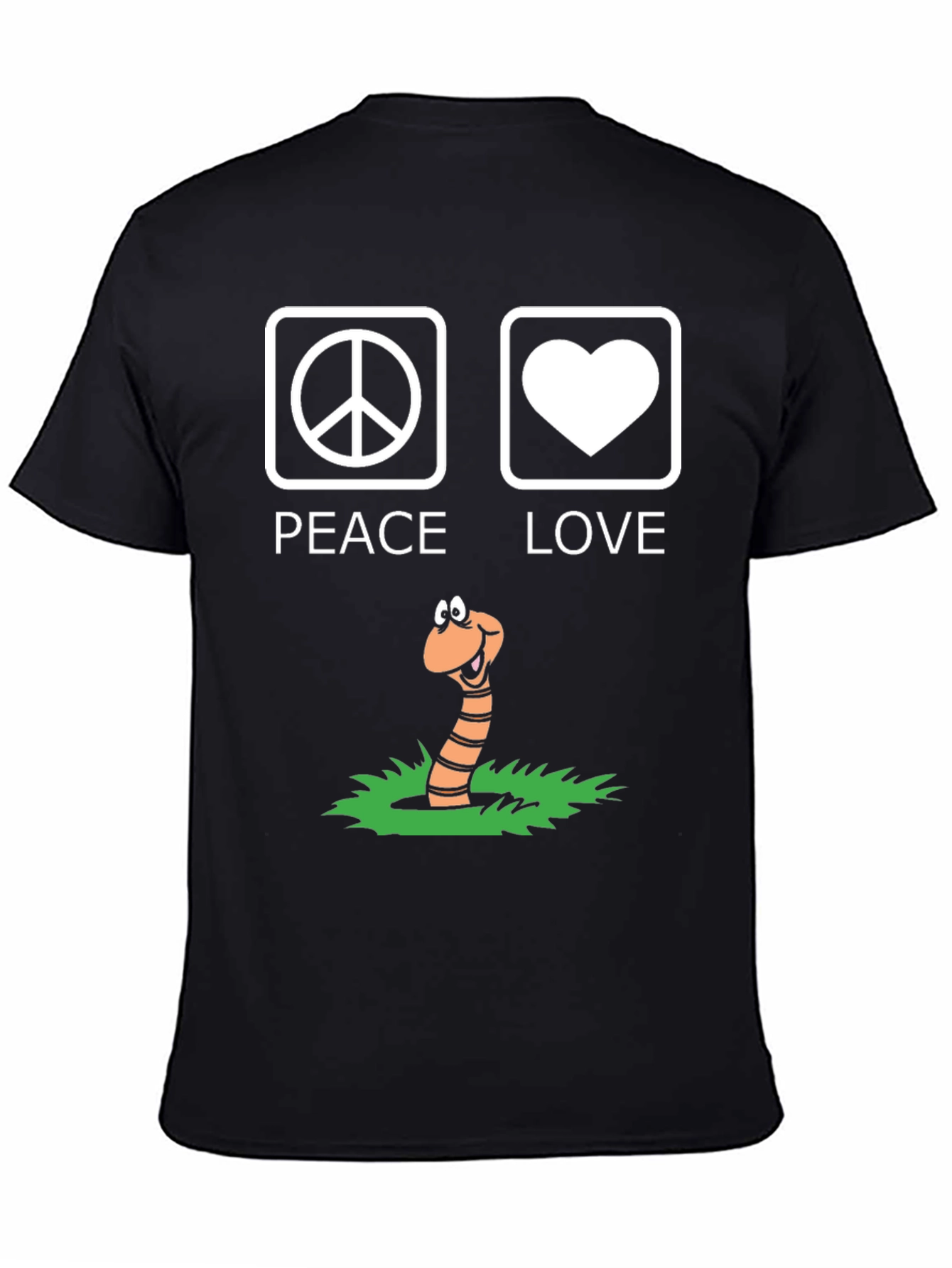 Black Peace Love Worm Black Graphic Tee view 4