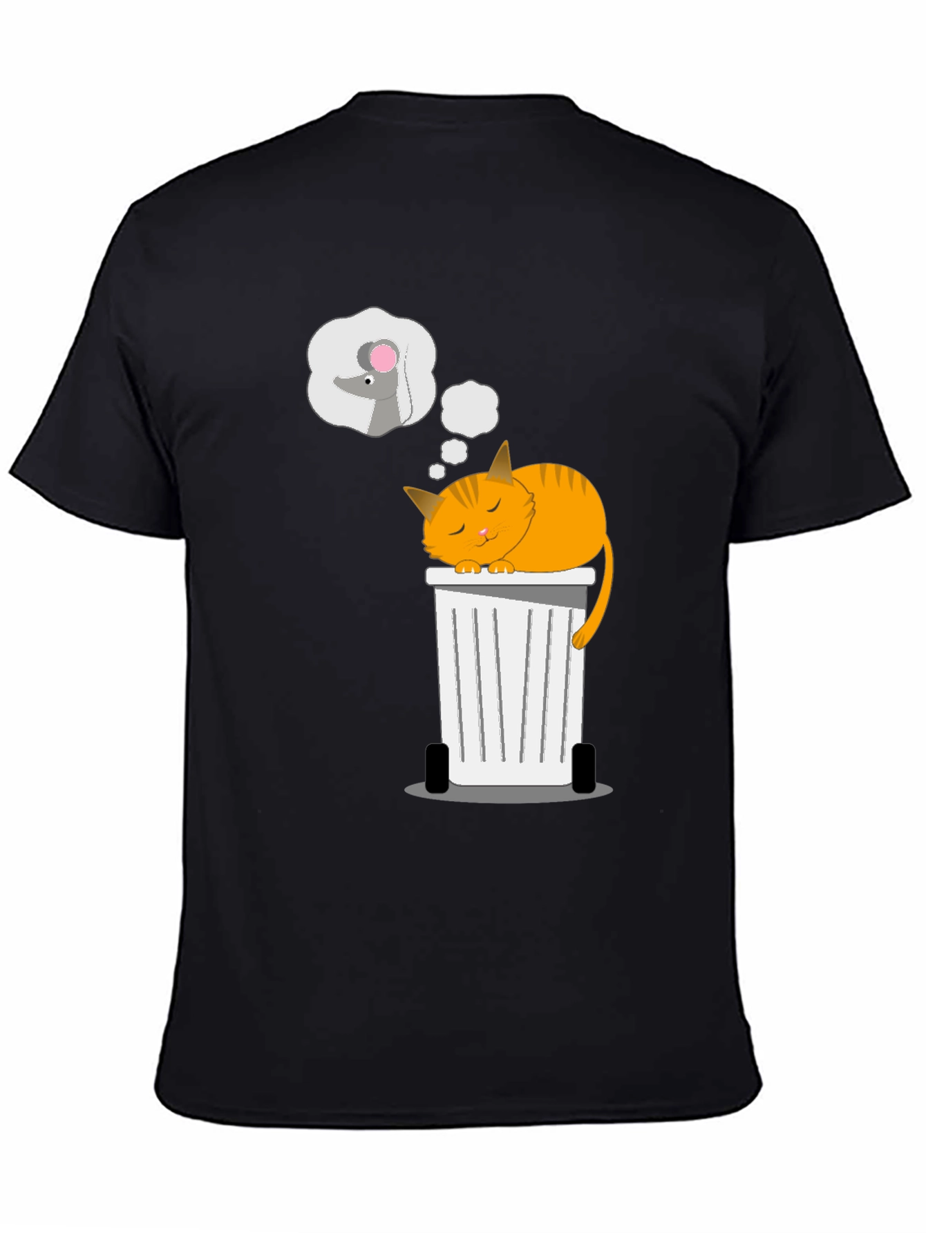 Black Cat Sleeping on Trash Can T-Shirt view 4