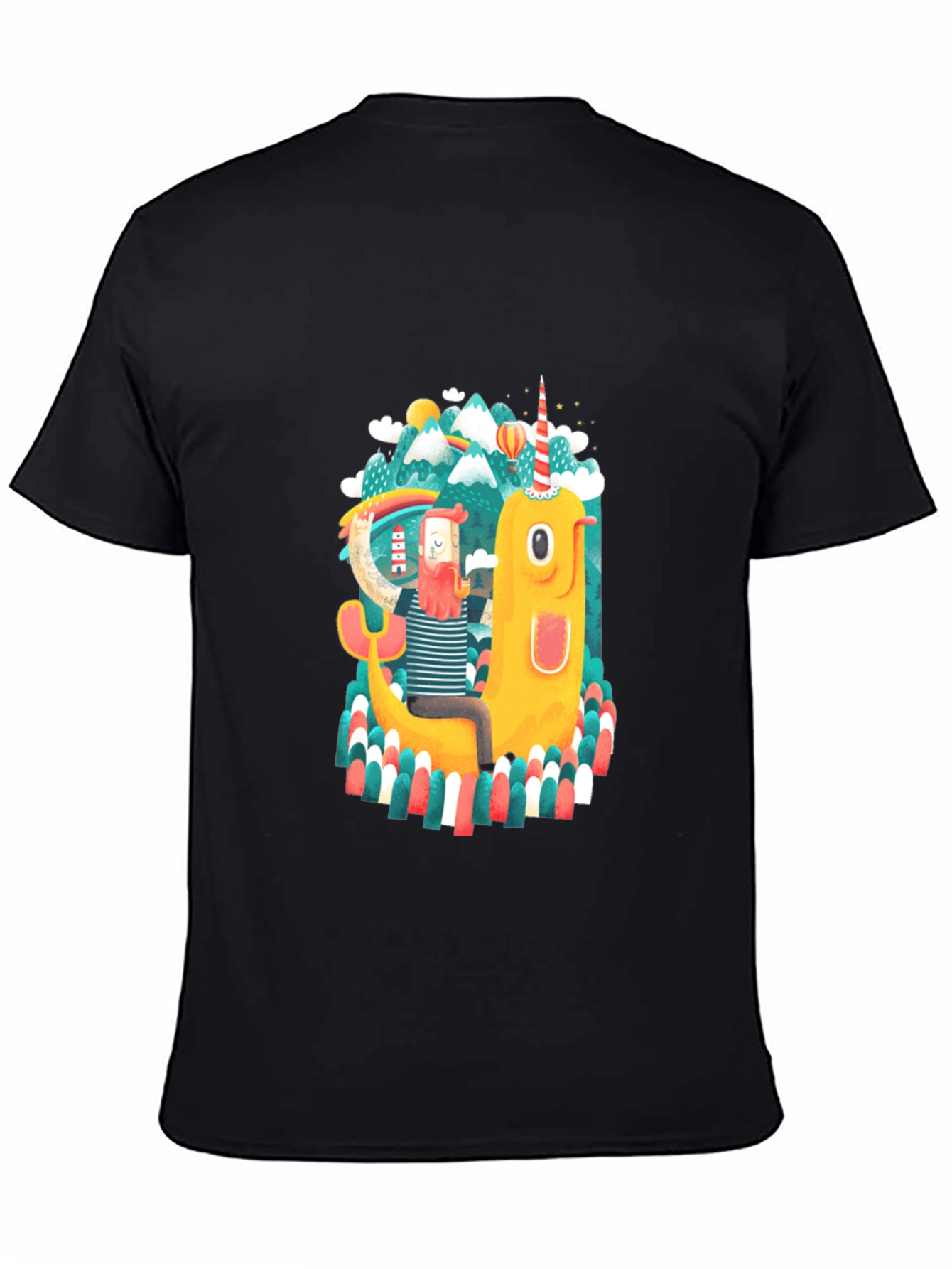 Black Novelty Graphic T-Shirt - Fantasy Print view 4