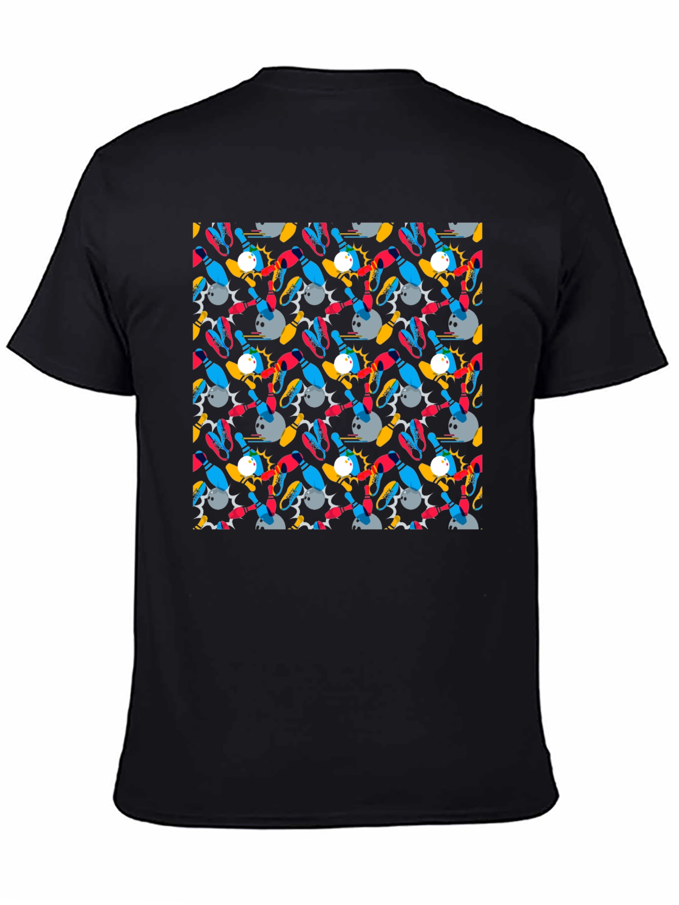 Black Bowling Strike T-Shirt - Funky Pattern Tee view 4