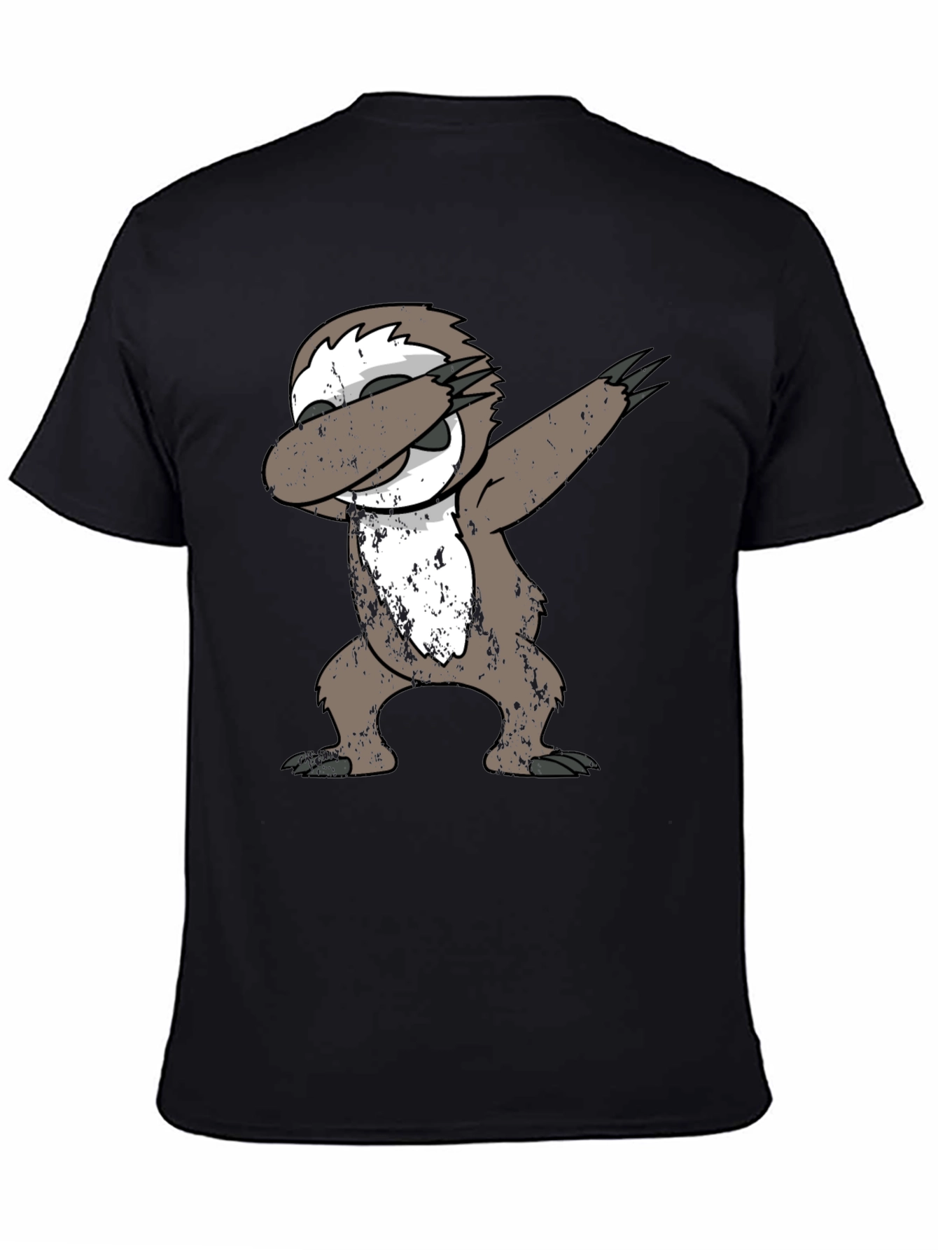 Black Dabbing Sloth Black T-Shirt view 4