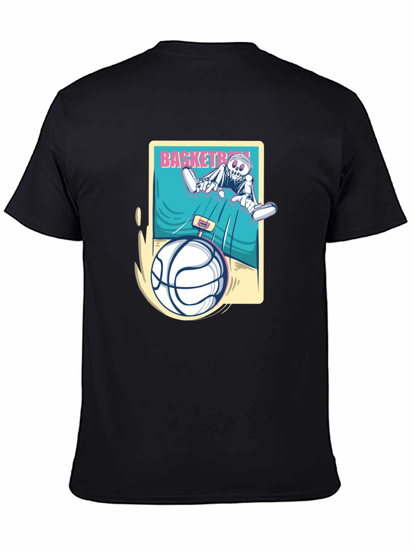 Black Skeleton Basketball Graphic Tee view 4