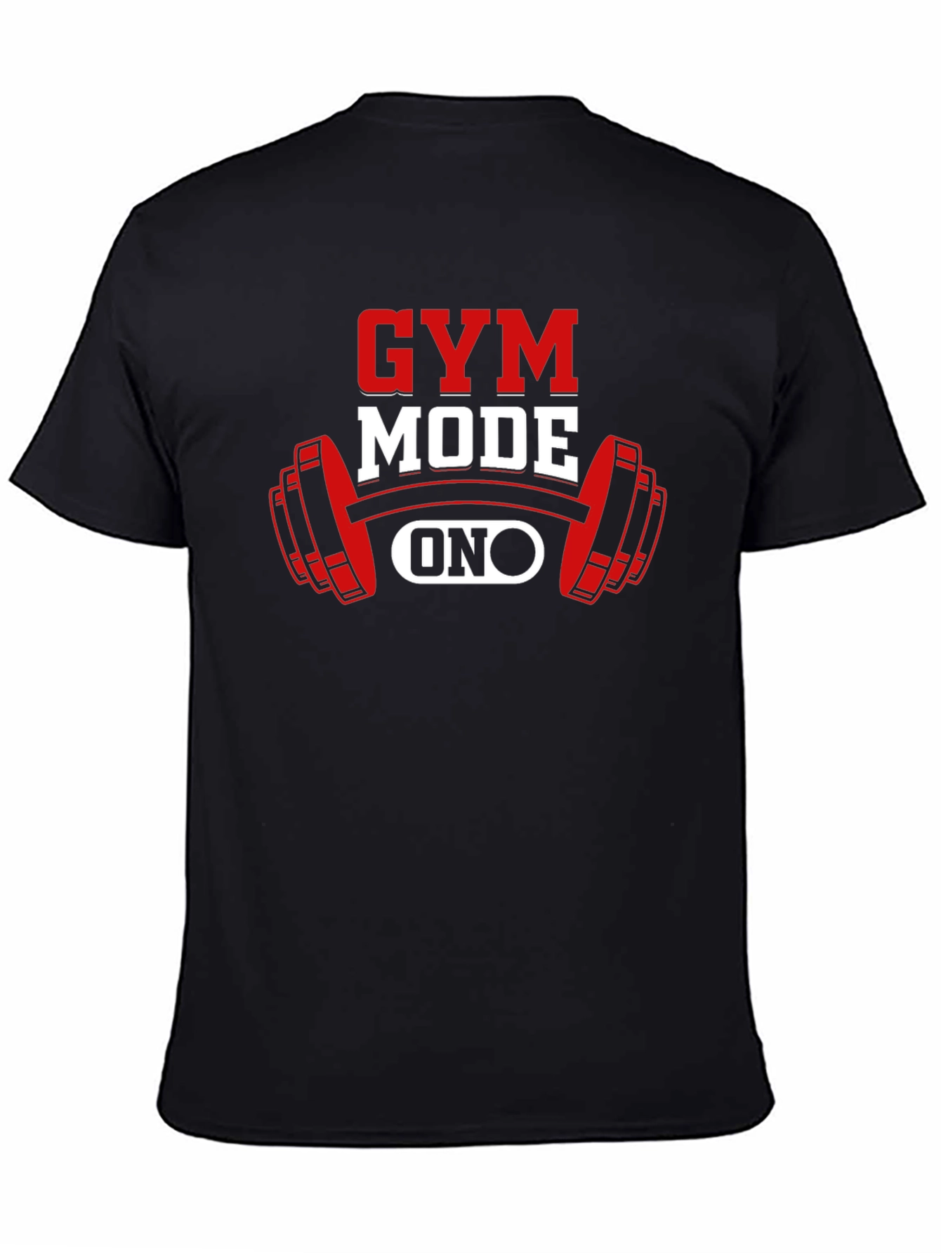 Black Gym Mode On T-Shirt - Black Fitness Apparel view 4
