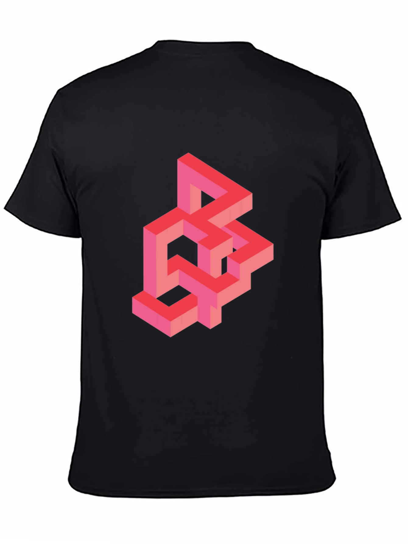 Black Geometric Illusion T-Shirt - Abstract Design view 4