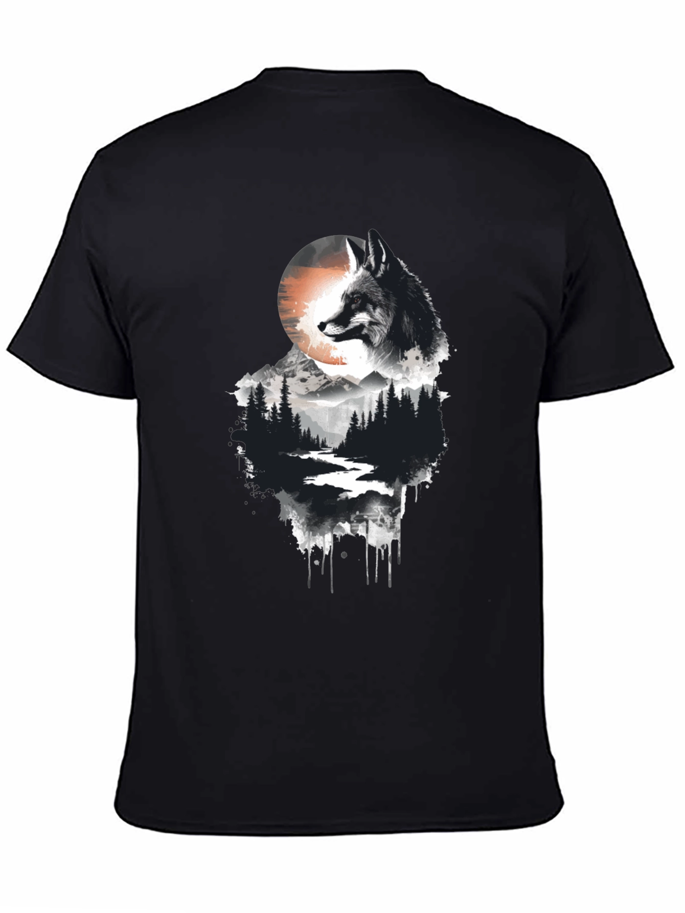 Black Fox Landscape Graphic Tee - Nature Inspired Style view 4